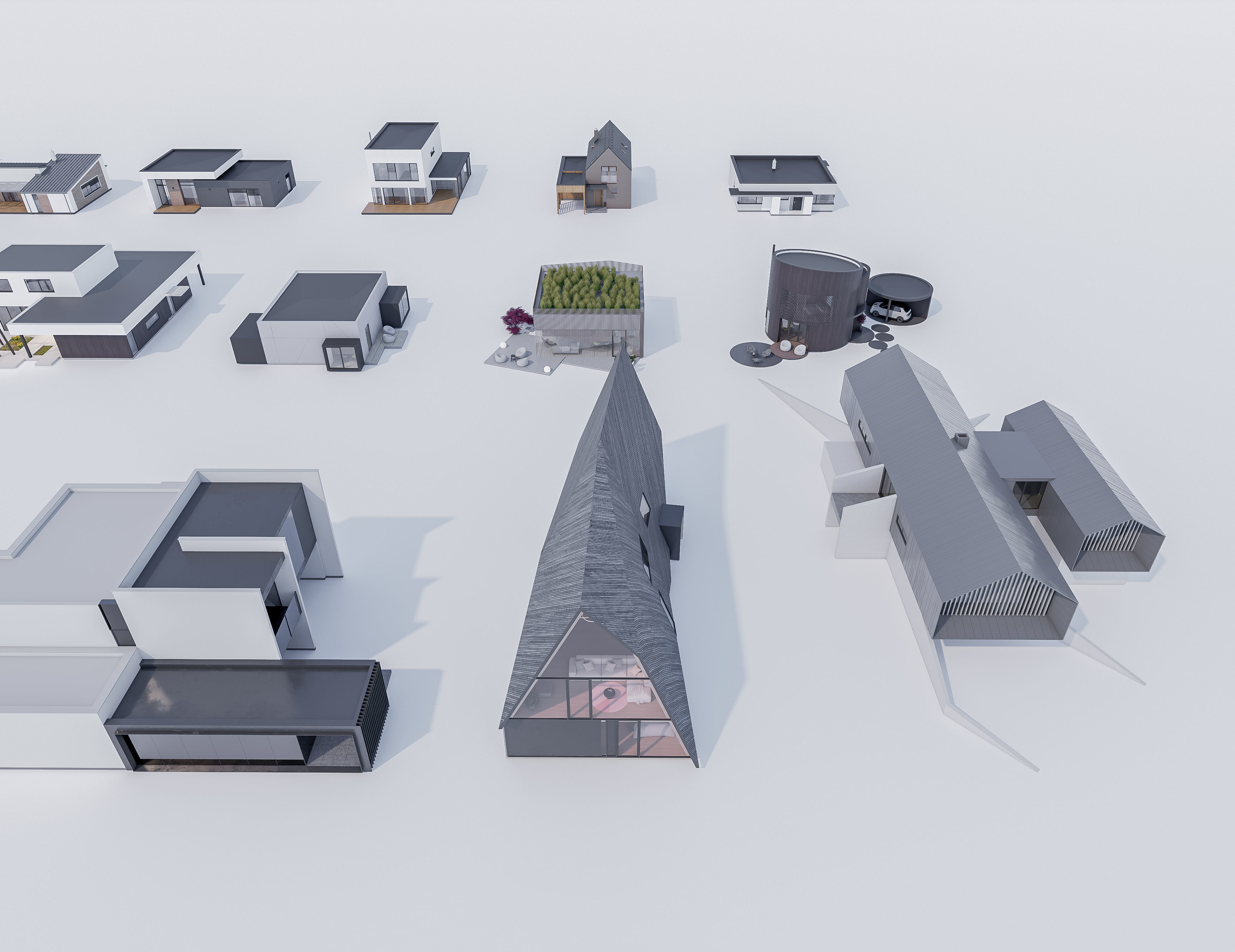 House Pack of 30 - created with Revit Family  Low-poly 3D model_5