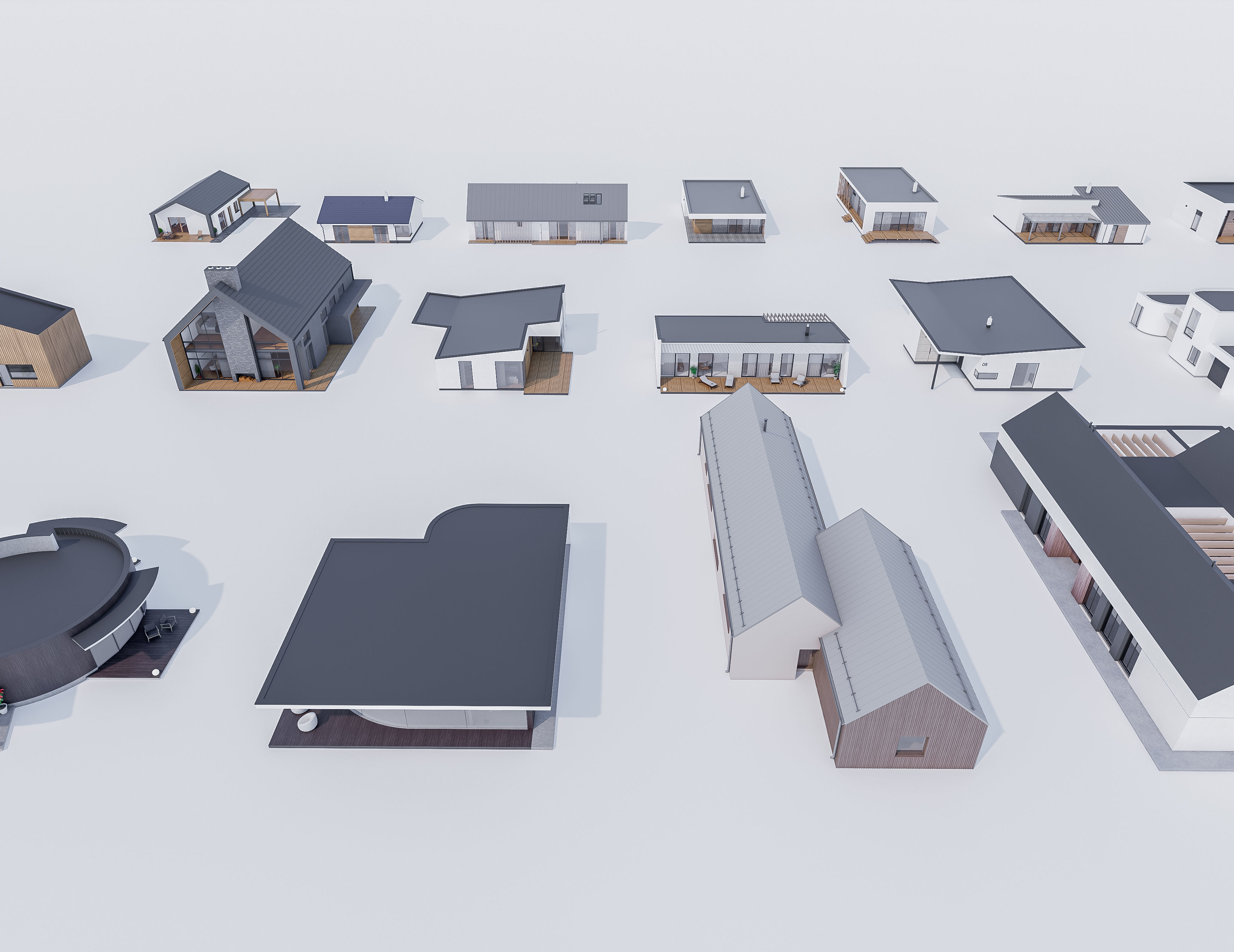 House Pack of 30 - created with Revit Family  Low-poly 3D model_8
