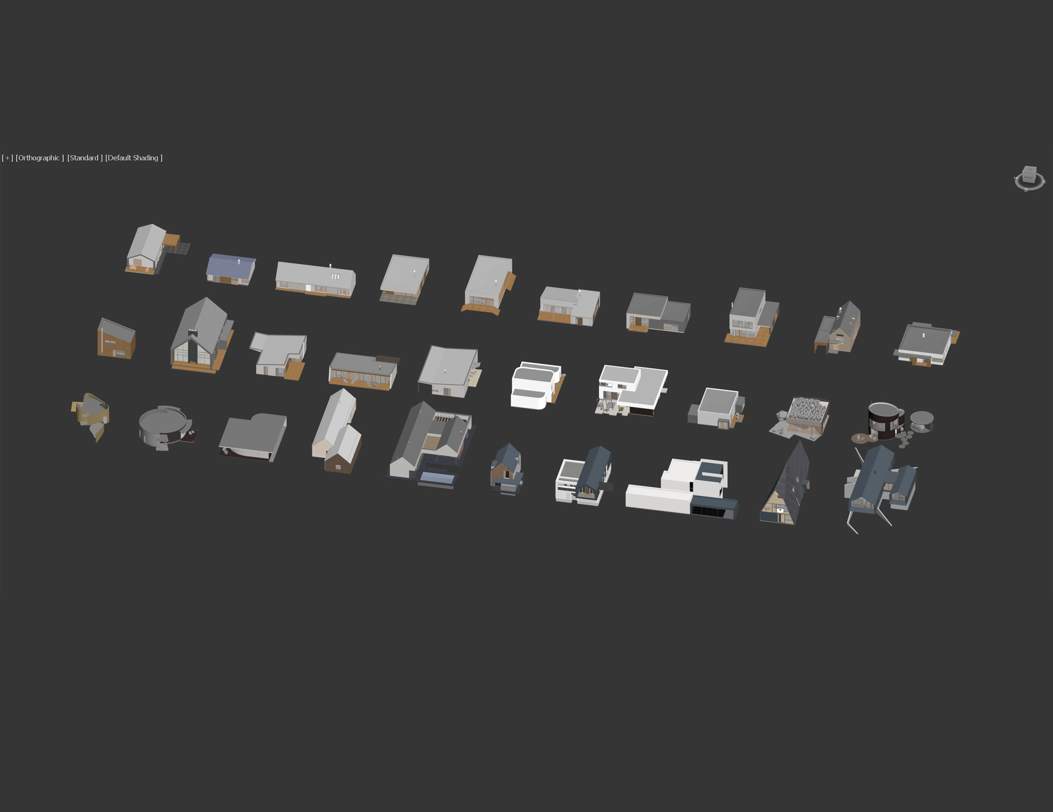 House Pack of 30 - created with Revit Family  Low-poly 3D model_12