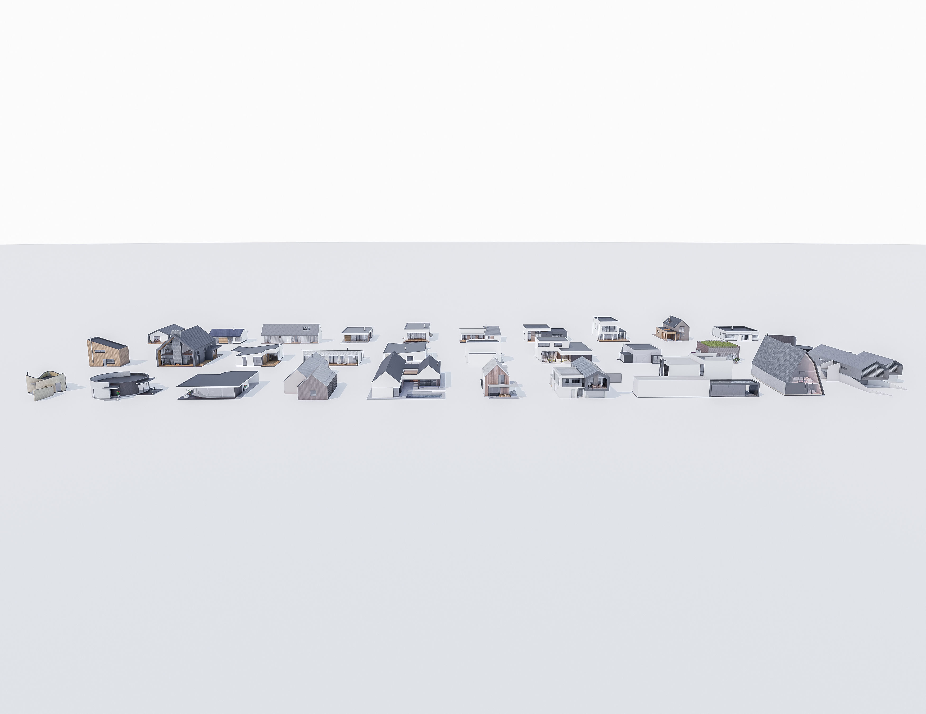 House Pack of 30 - created with Revit Family  Low-poly 3D model_2