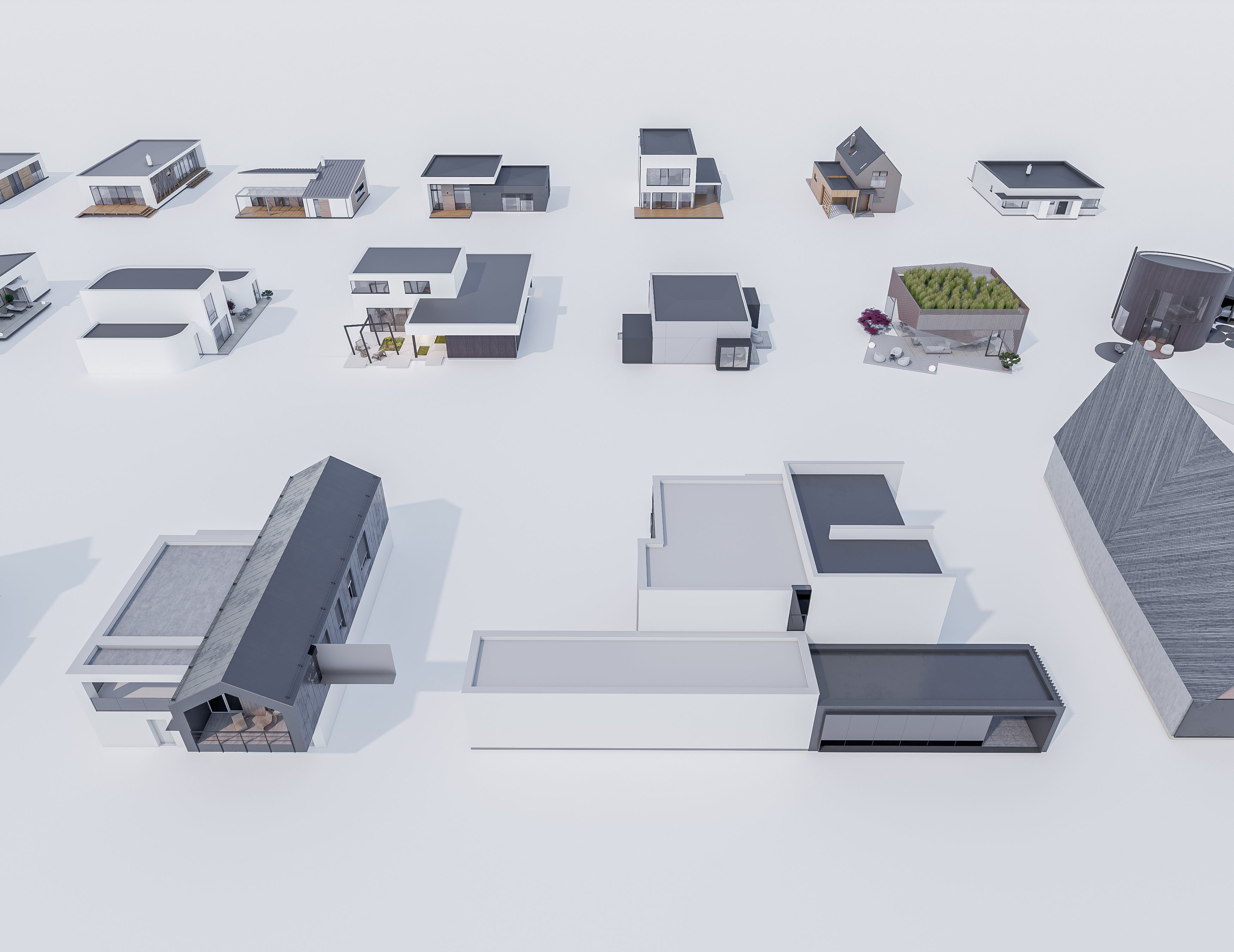 House Pack of 30 - created with Revit Family  Low-poly 3D model_6