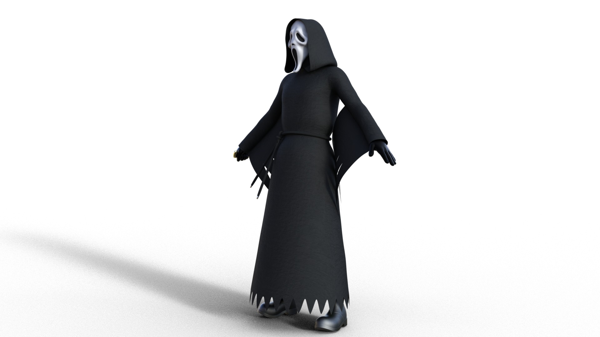 Ghost face Scream Halloween Rigged Animated Low-poly 3D model_4