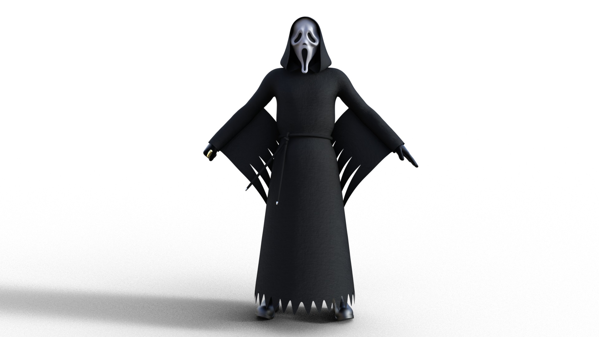 Ghost face Scream Halloween Rigged Animated Low-poly 3D model_3