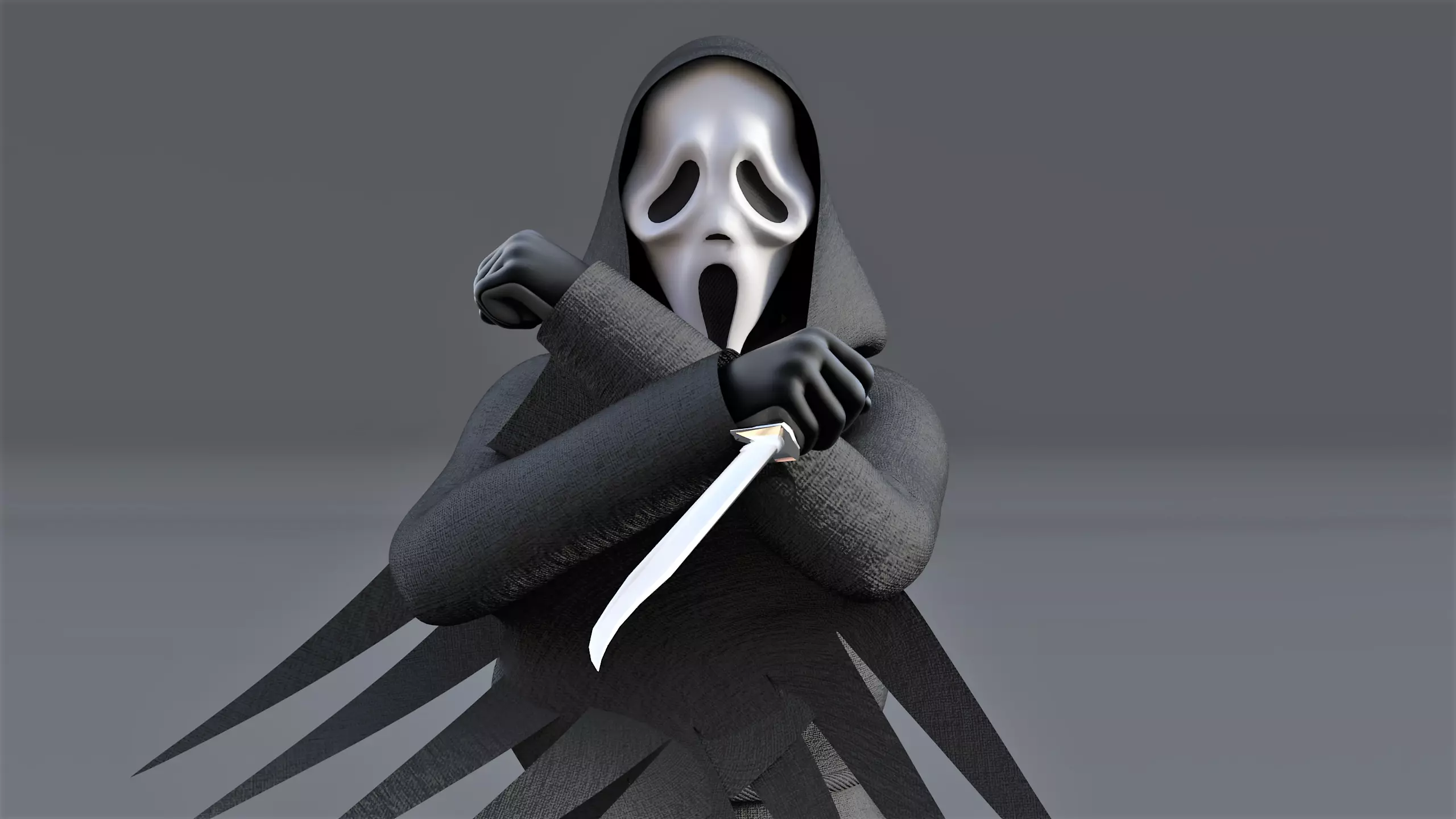 Ghost face Scream Halloween Rigged Animated Low-poly 3D model_0