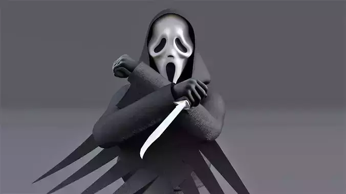 Ghost face Scream Halloween Rigged Animated Low-poly 3D model