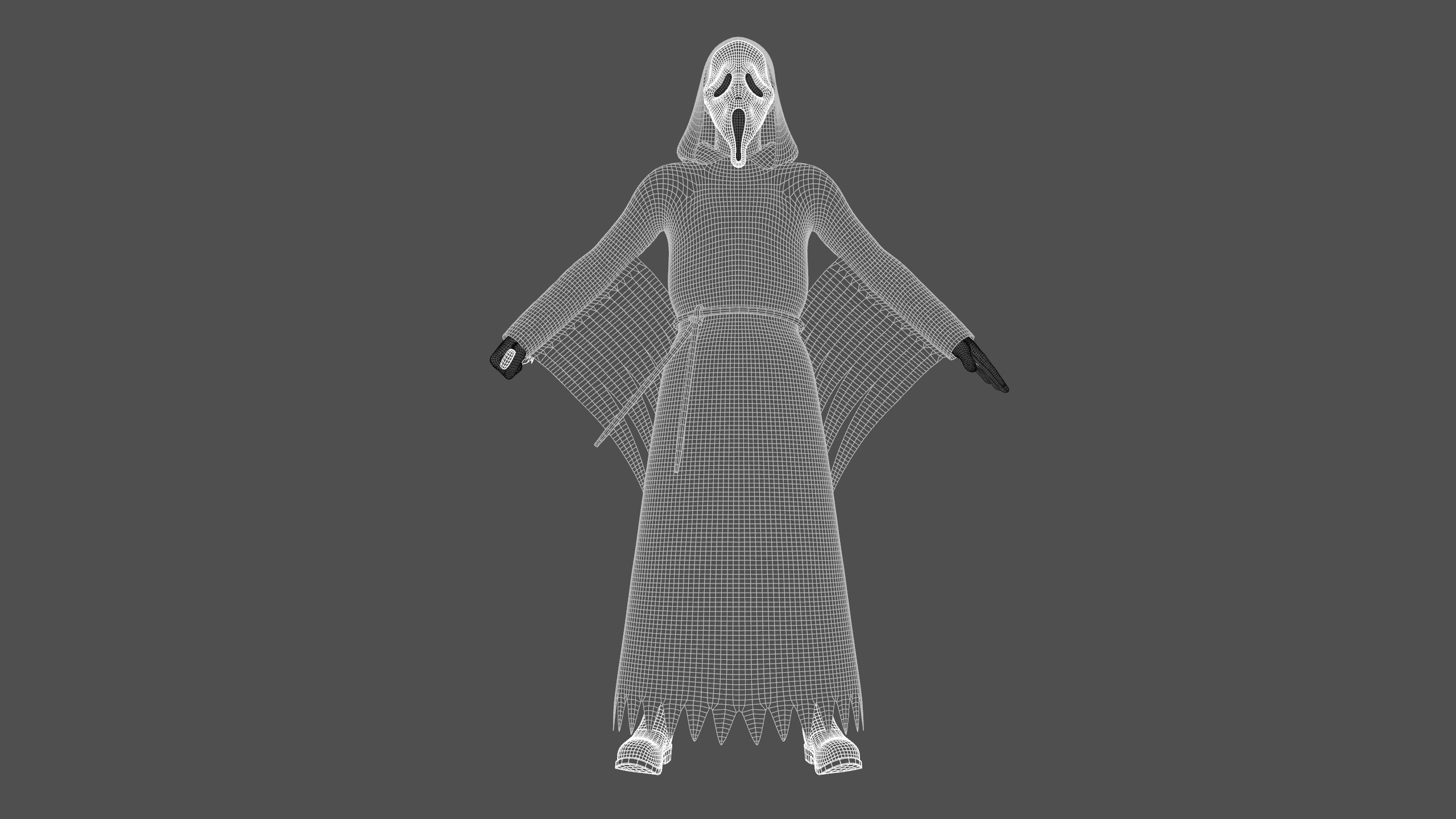 Ghost face Scream Halloween Rigged Animated Low-poly 3D model_14