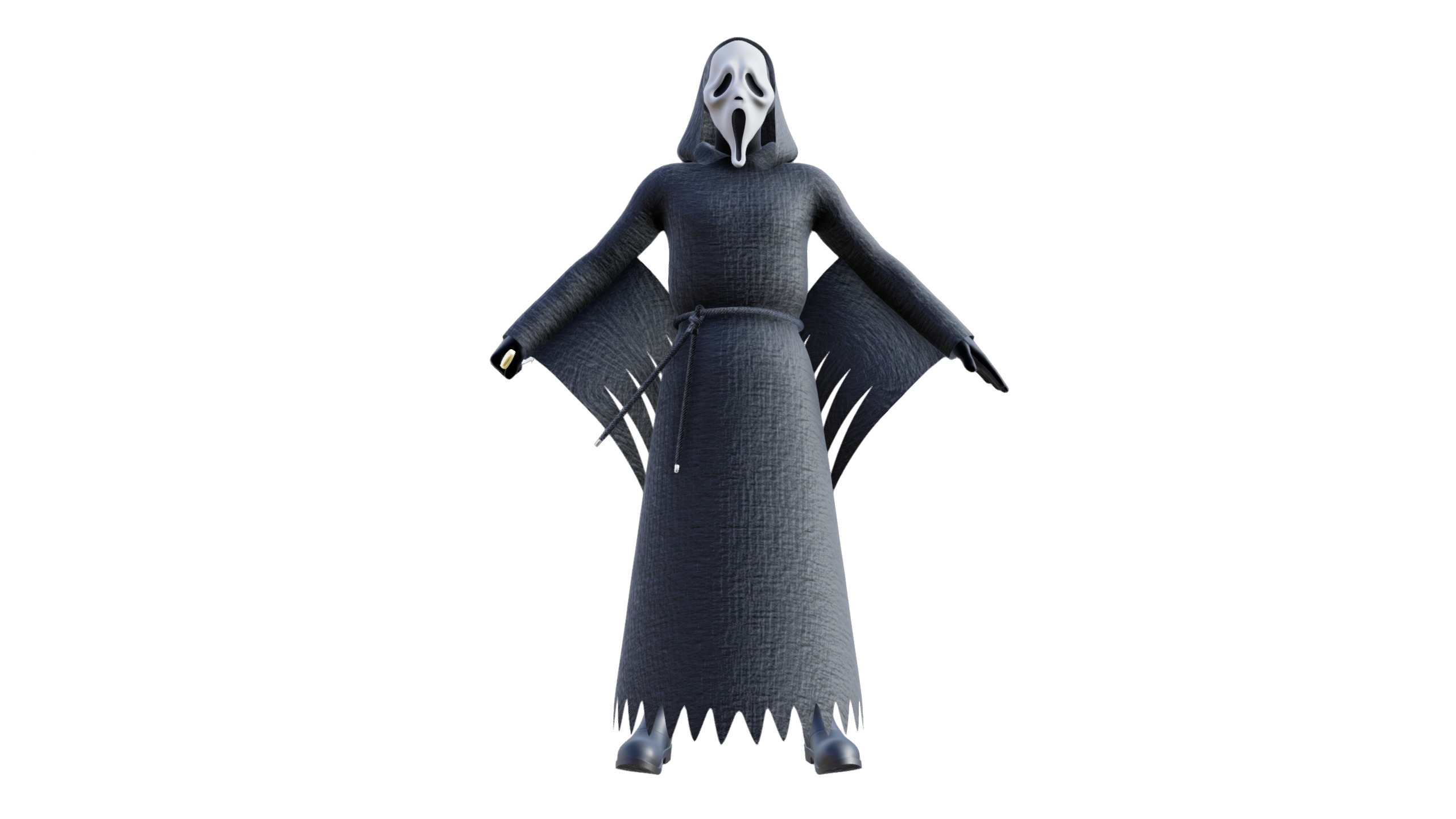 Ghost face Scream Halloween Rigged Animated Low-poly 3D model_18