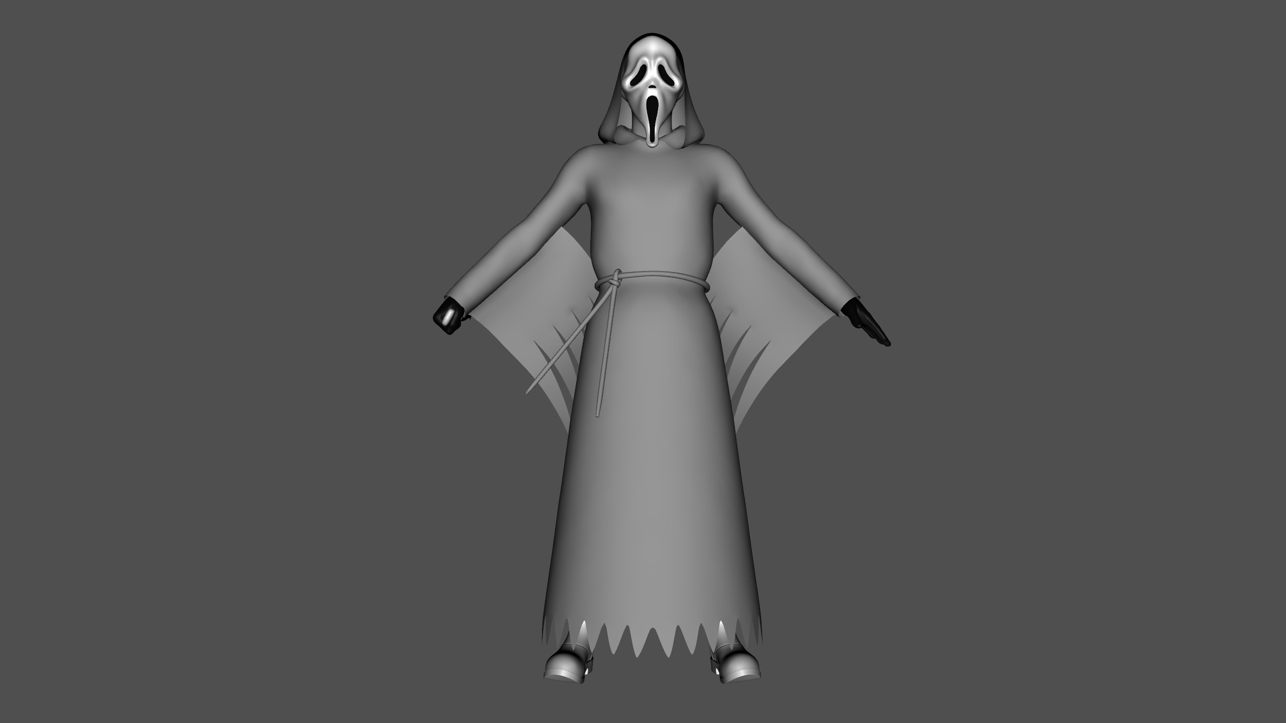 Ghost face Scream Halloween Rigged Animated Low-poly 3D model_16