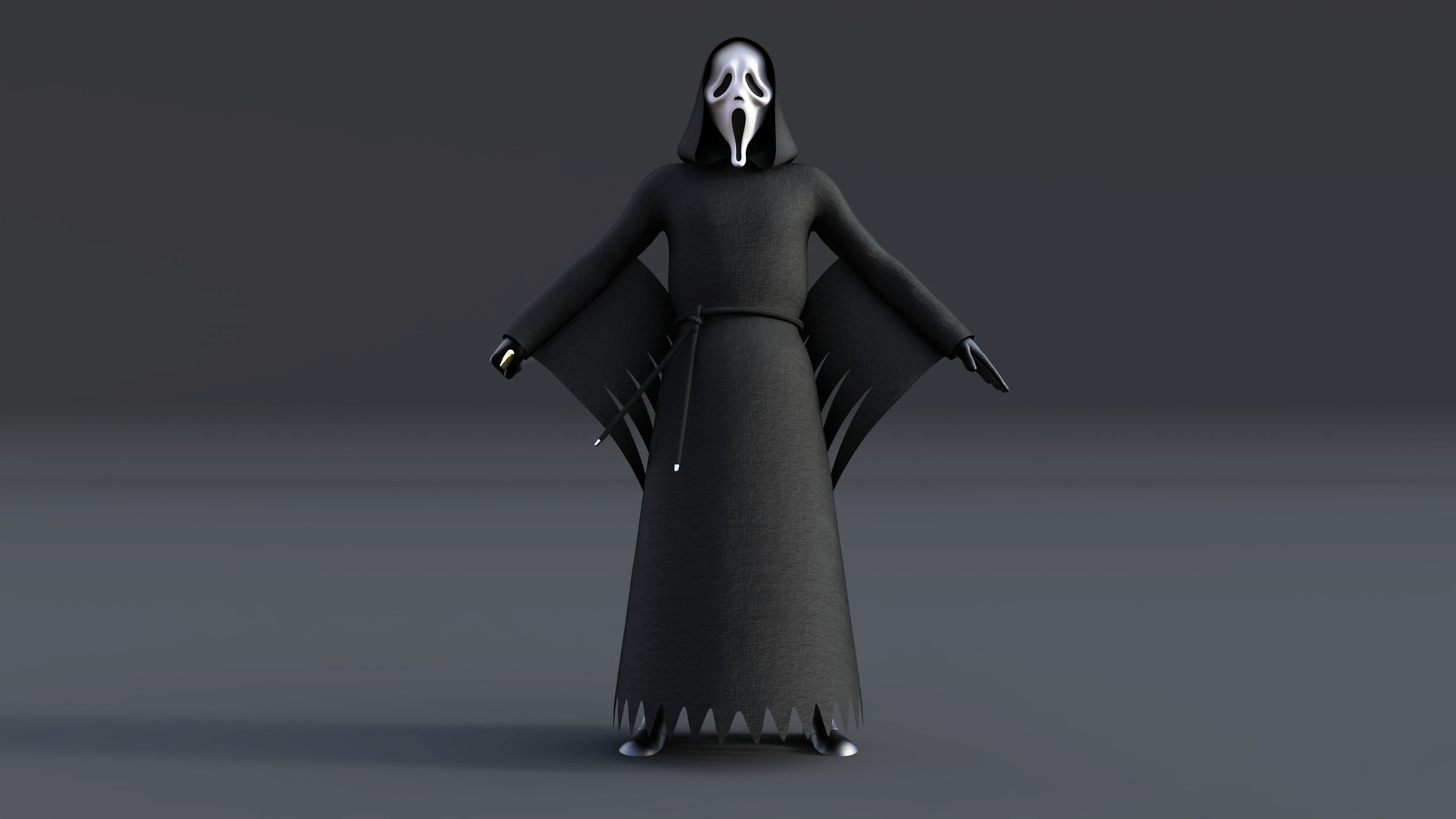 Ghost face Scream Halloween Rigged Animated Low-poly 3D model_2