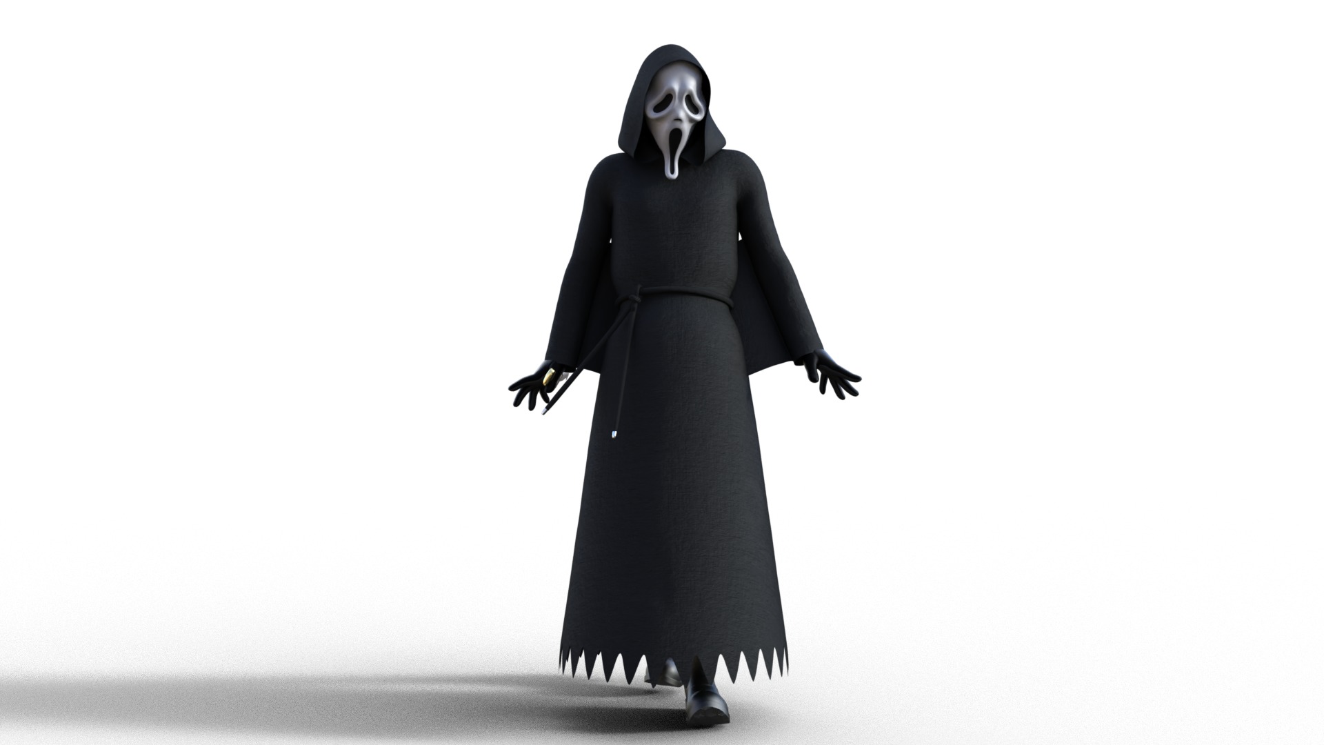 Ghost face Scream Halloween Rigged Animated Low-poly 3D model_13