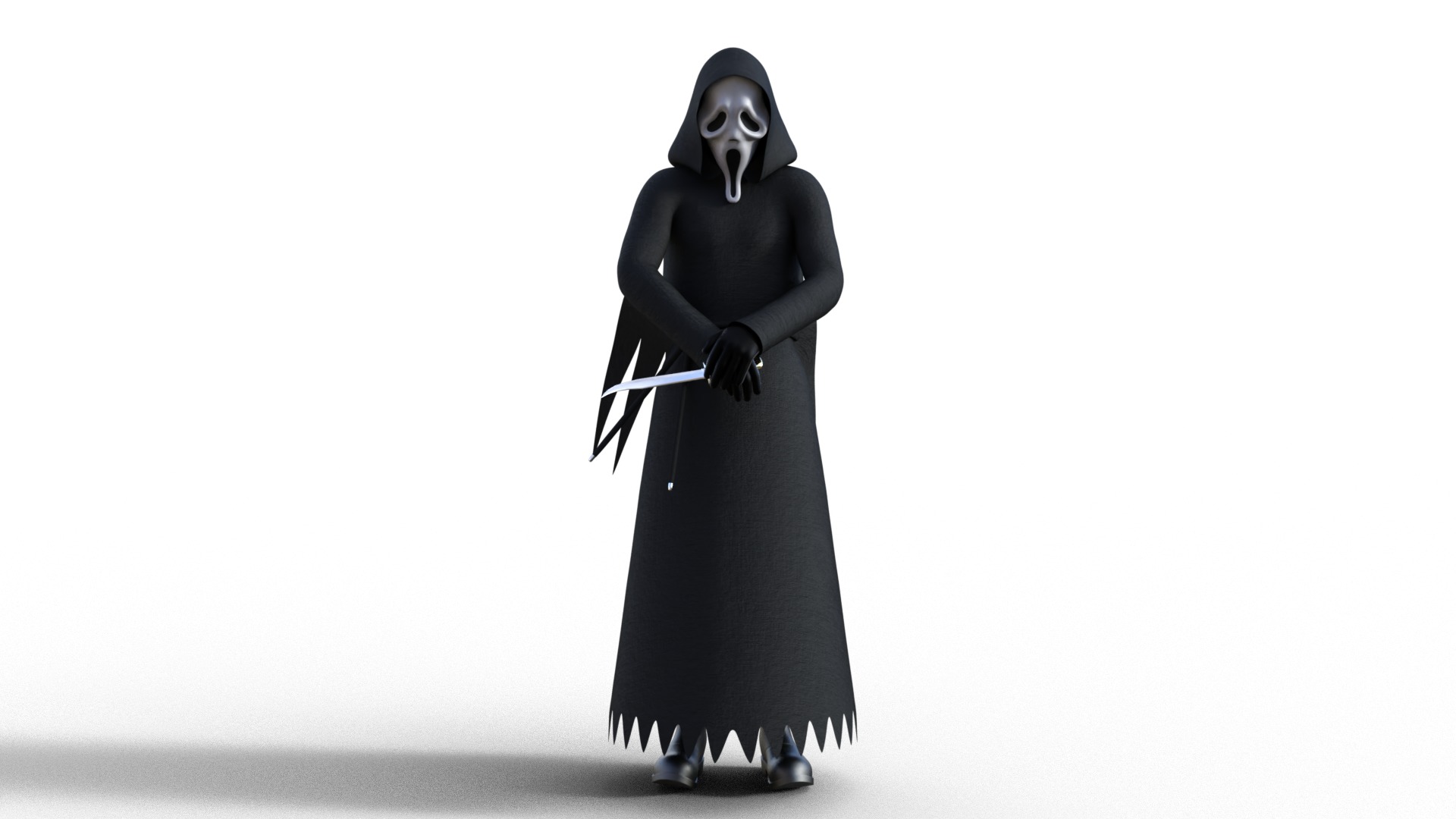 Ghost face Scream Halloween Rigged Animated Low-poly 3D model_6