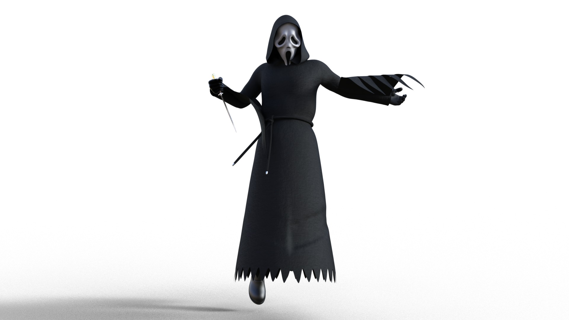Ghost face Scream Halloween Rigged Animated Low-poly 3D model_5
