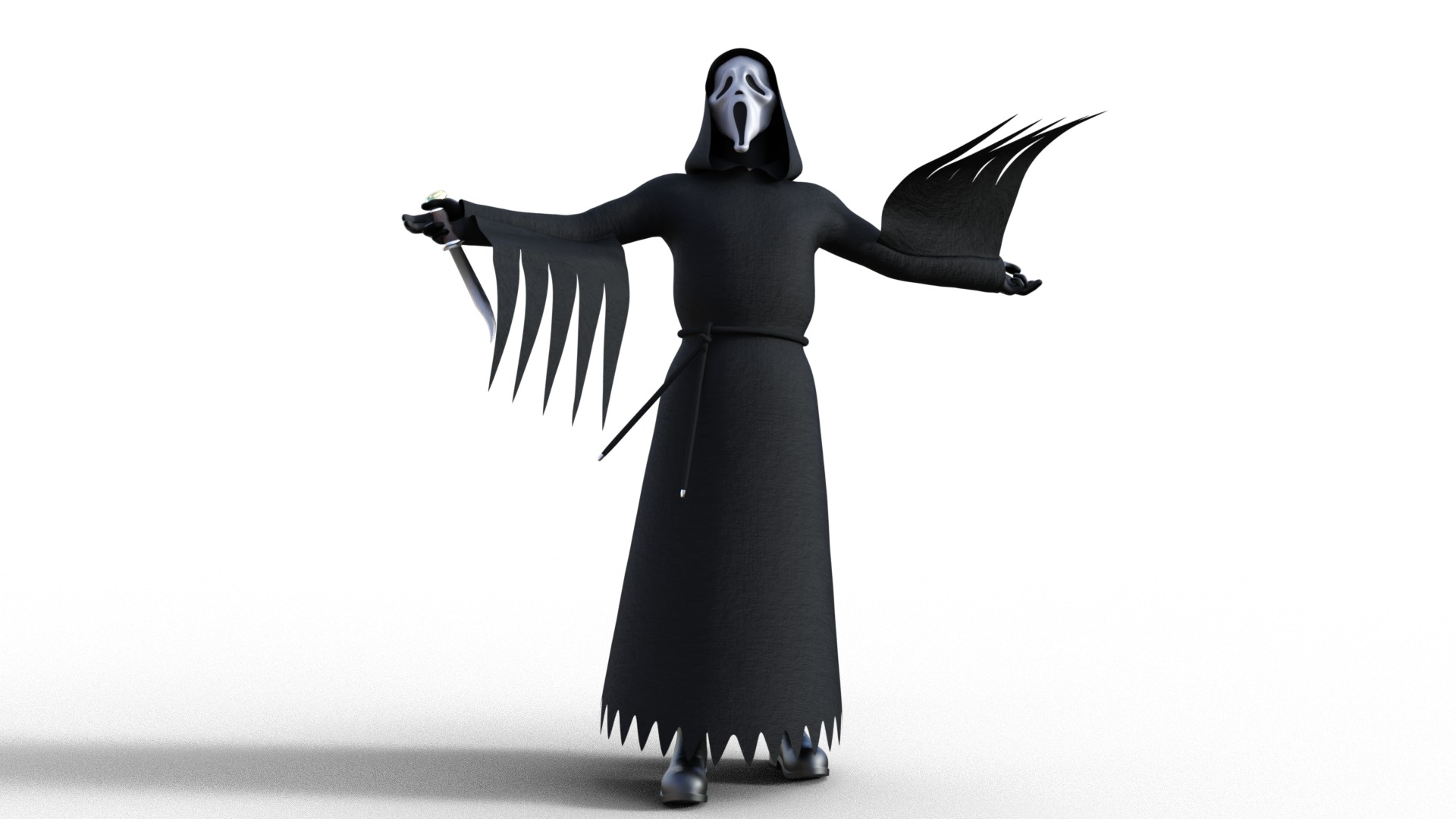 Ghost face Scream Halloween Rigged Animated Low-poly 3D model_12