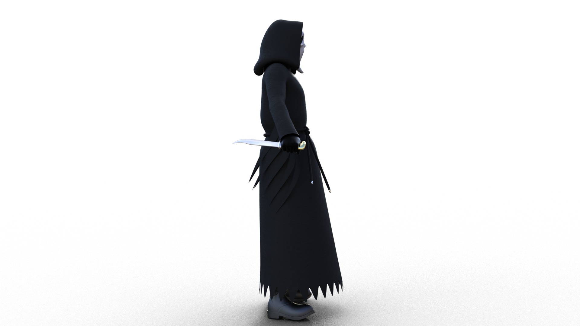 Ghost face Scream Halloween Rigged Animated Low-poly 3D model_11