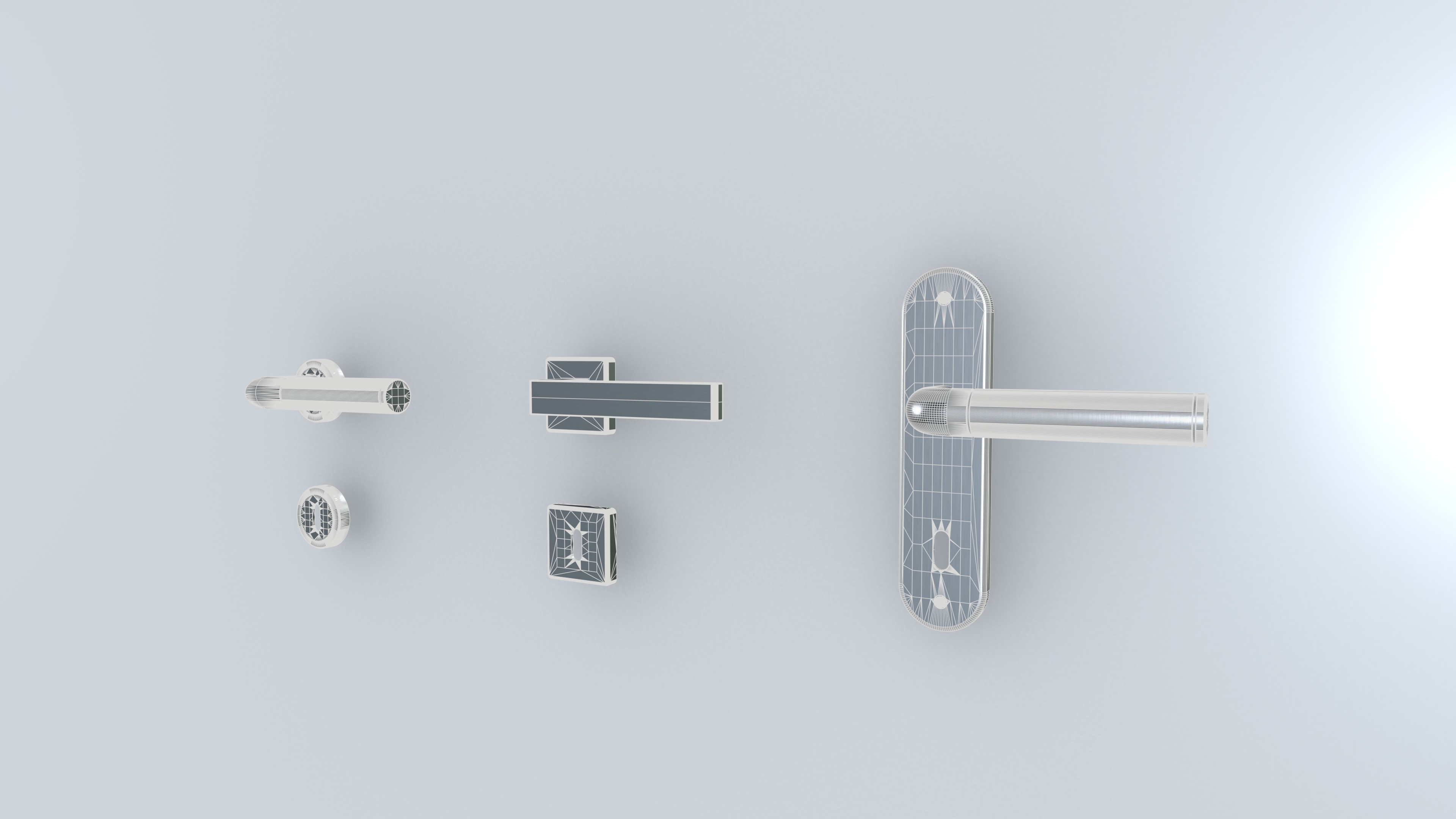Door Handles set Low-poly 3D model_6
