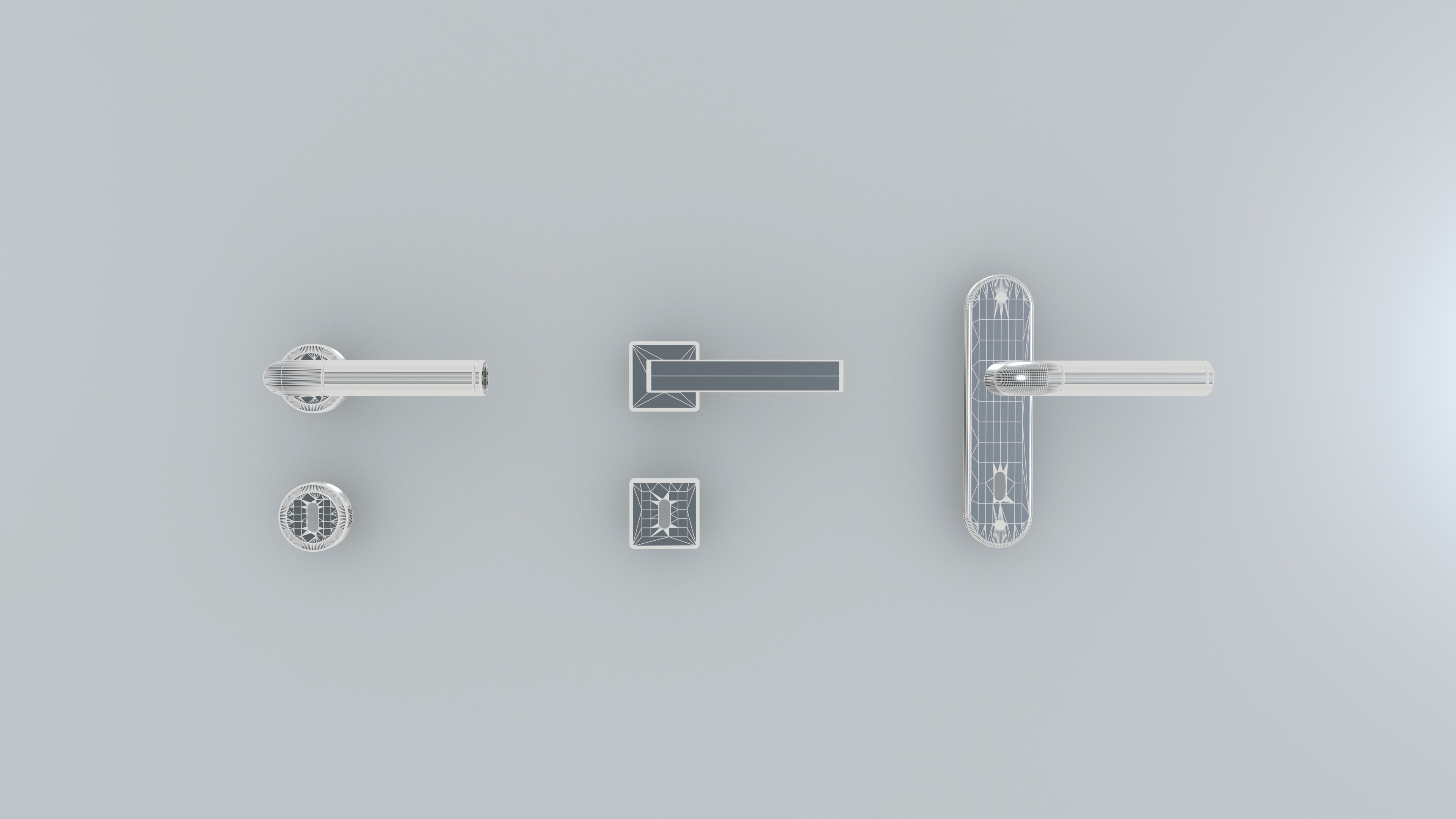 Door Handles set Low-poly 3D model_5