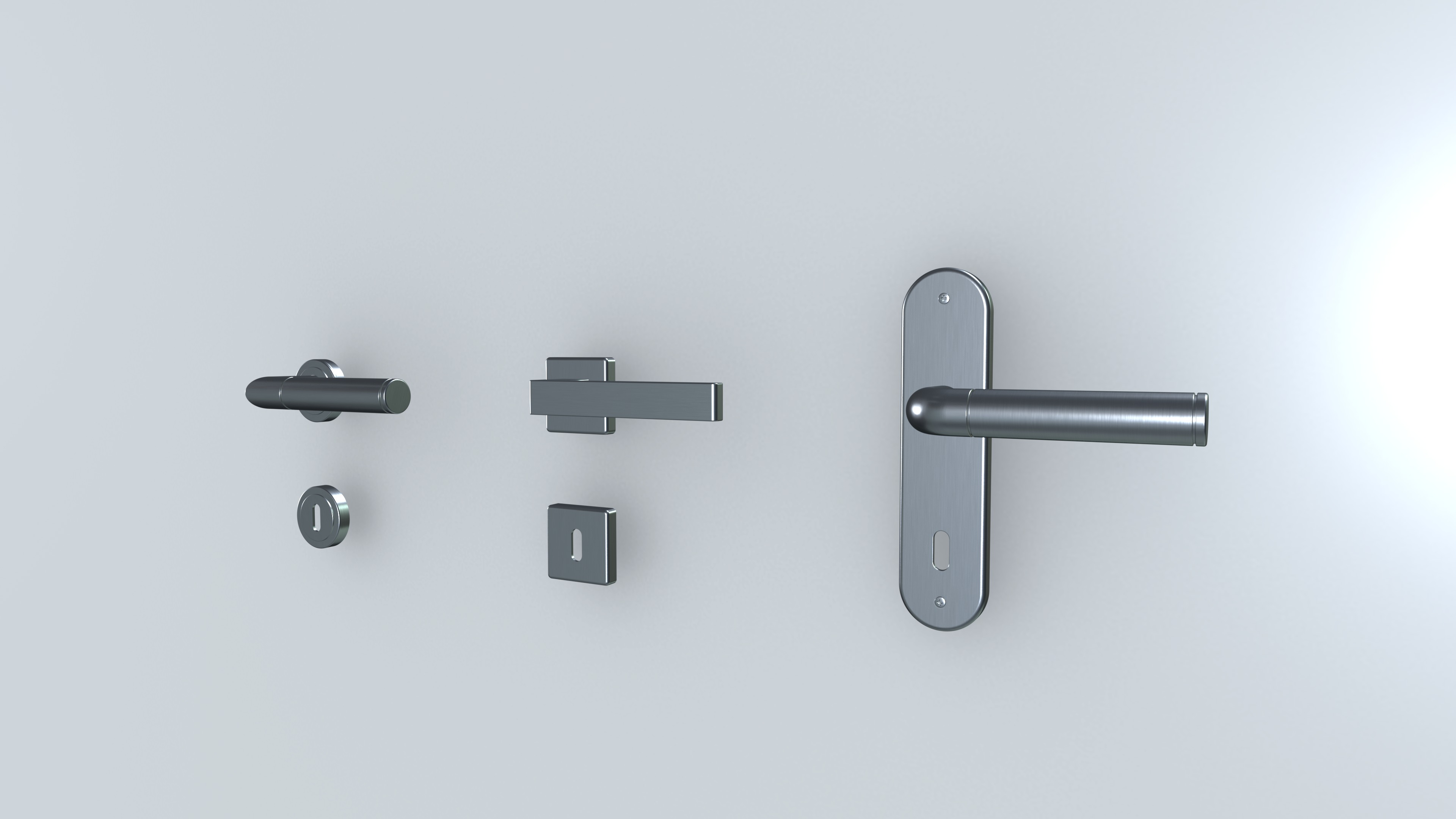Door Handles set Low-poly 3D model_3