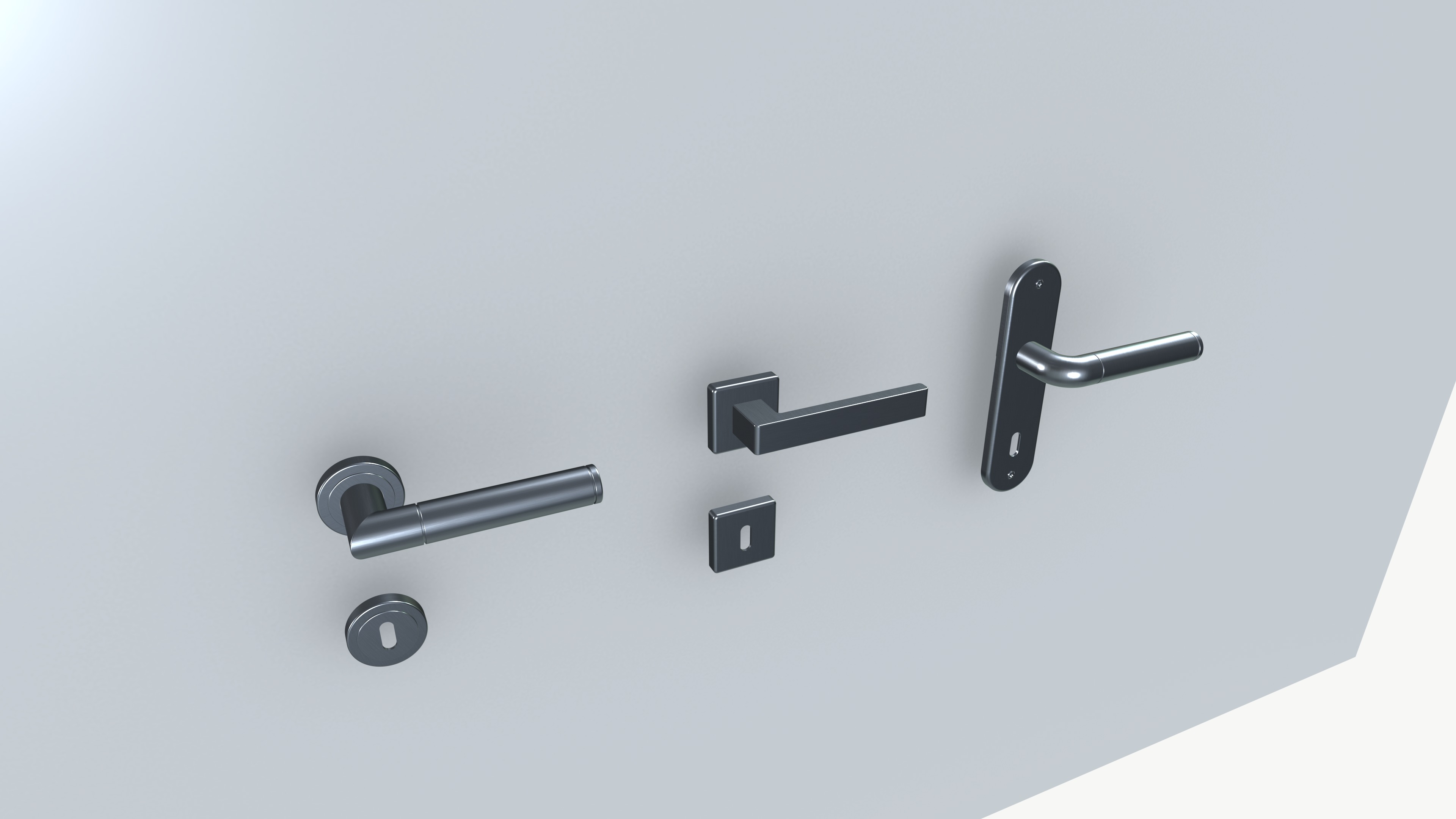 Door Handles set Low-poly 3D model_2
