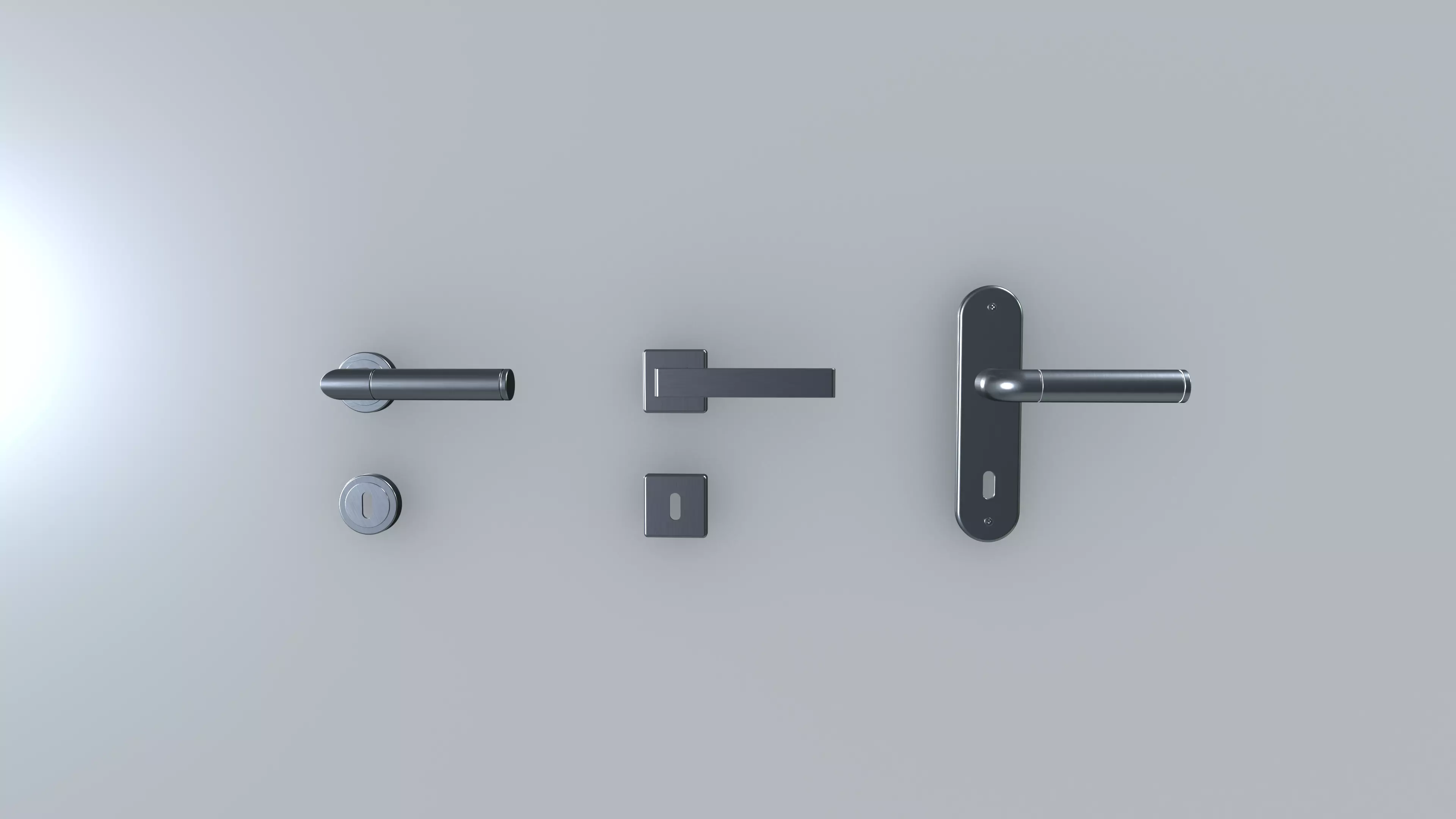 Door Handles set Low-poly 3D model_0
