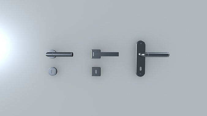 Door Handles set Low-poly 3D model