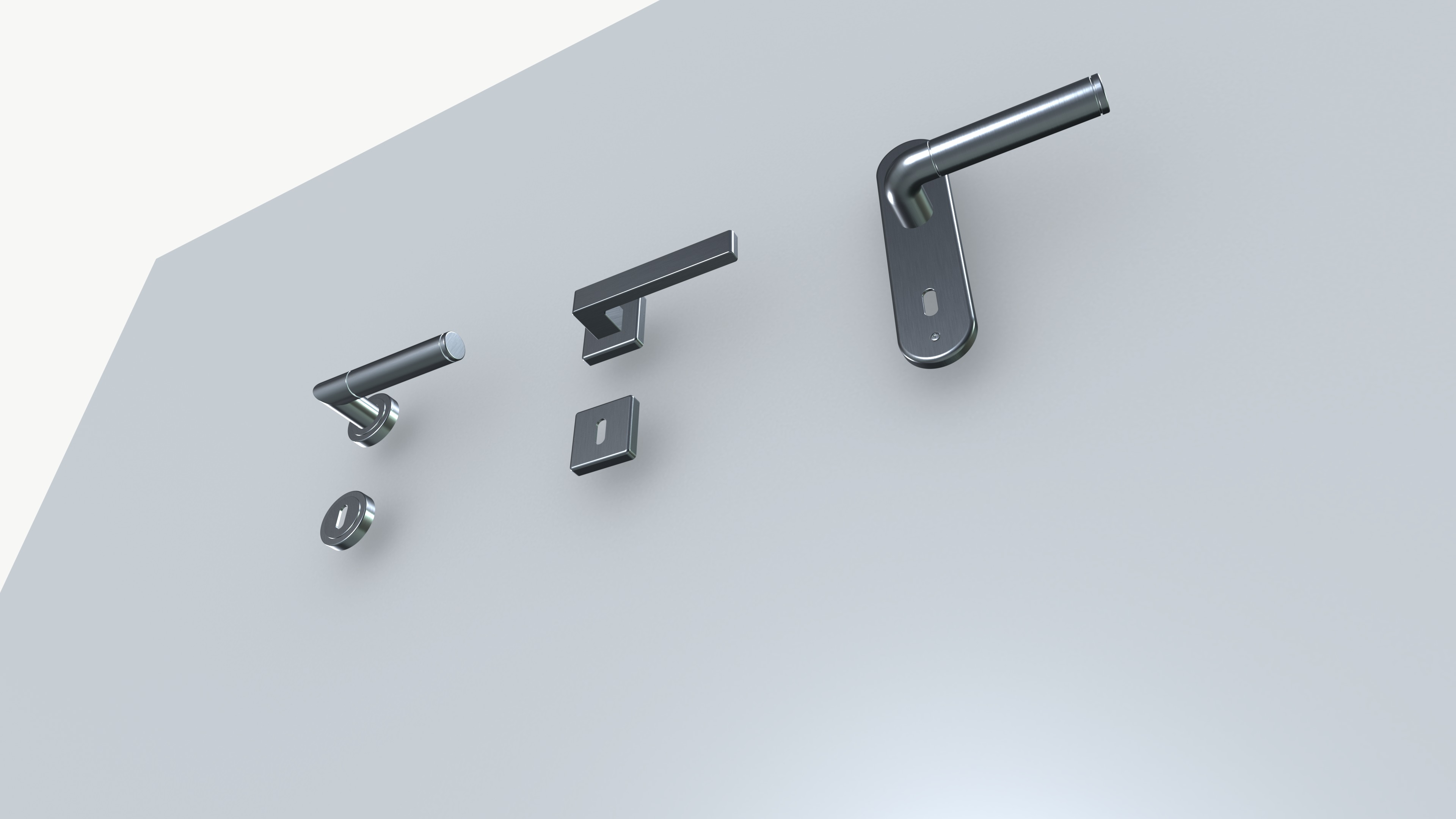 Door Handles set Low-poly 3D model_4