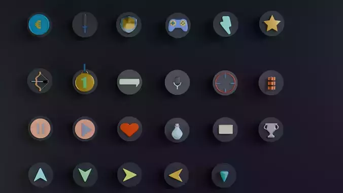 23 Unique 3D Gaming Icons Props