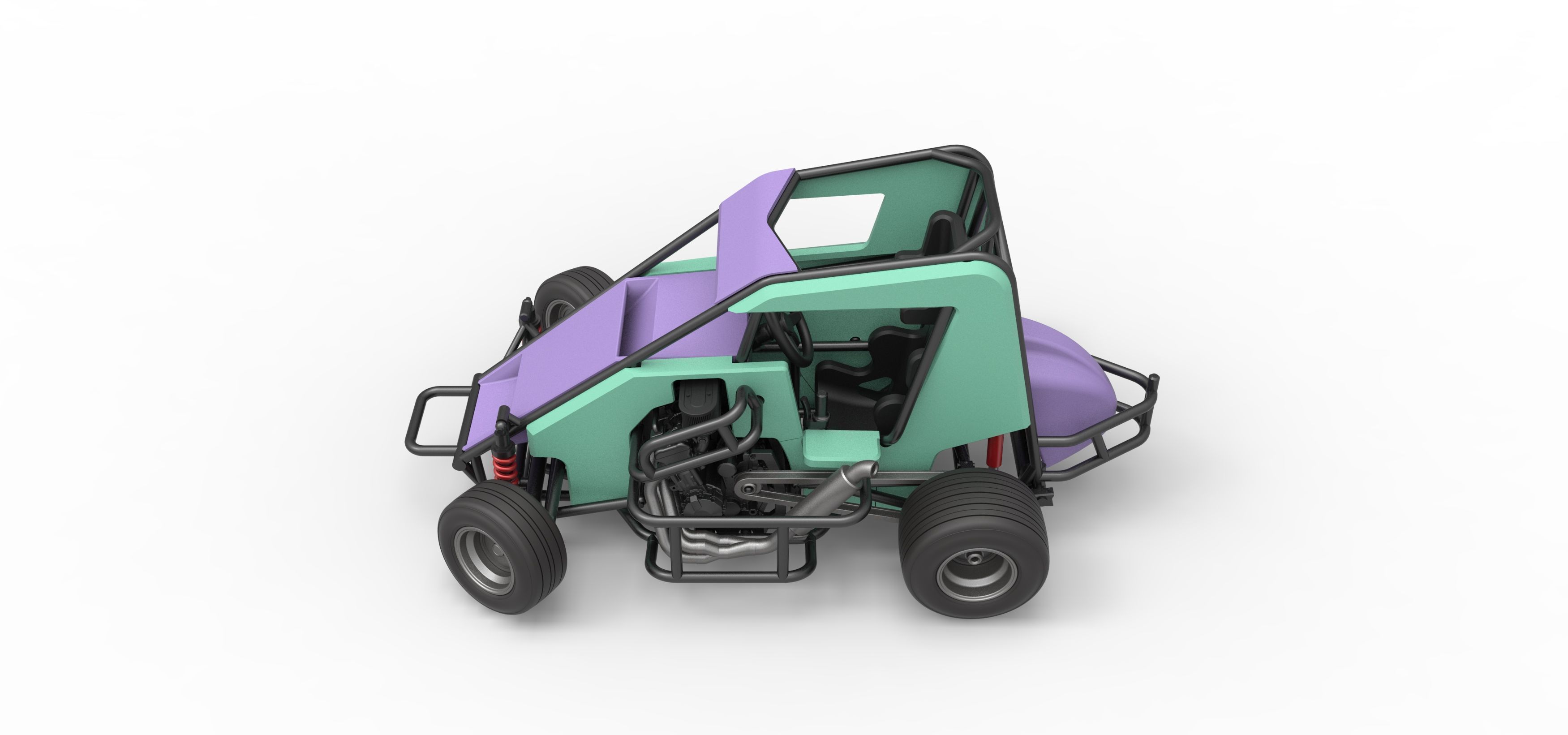 600 Micro sprint car while turning Scale 1 to 25 3D print model_10