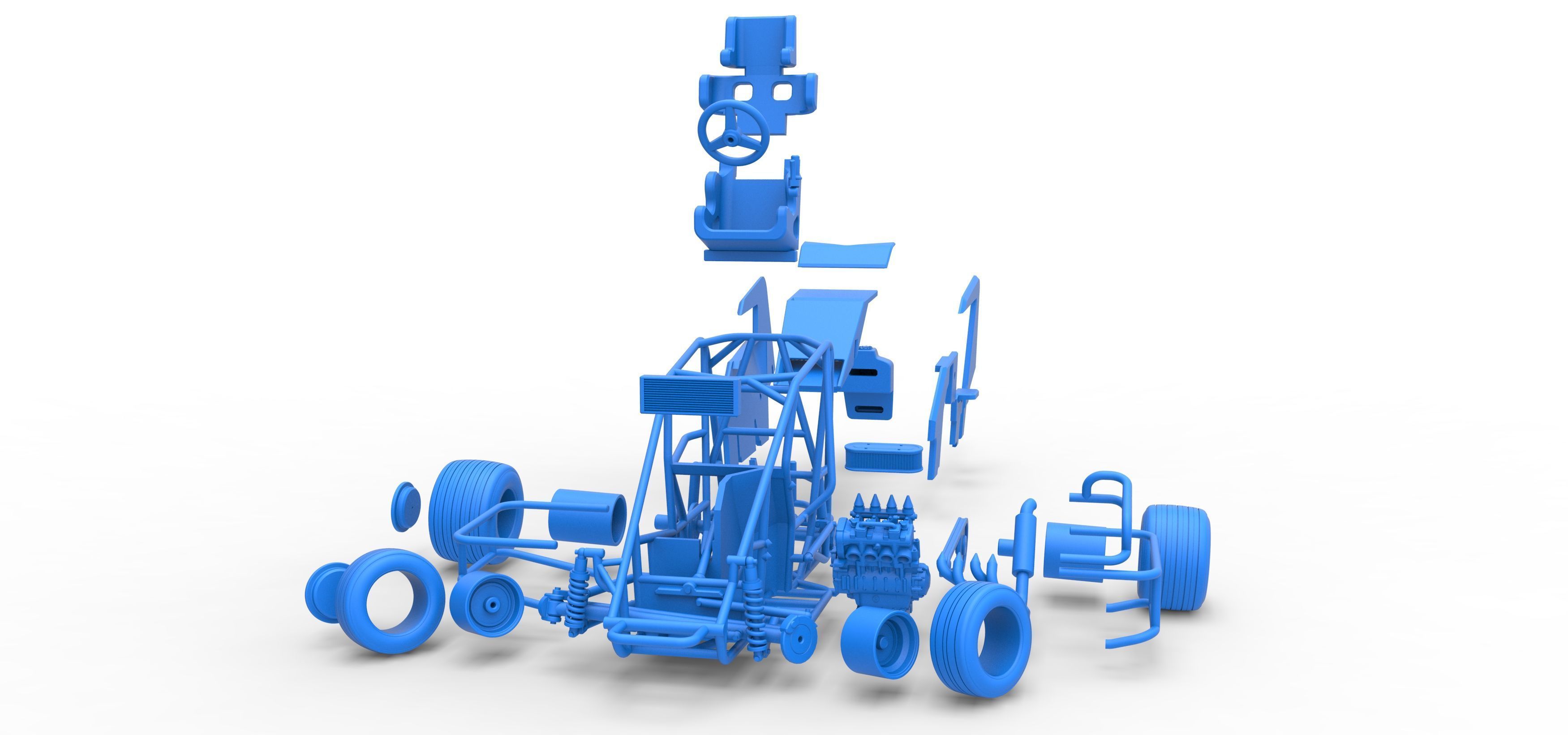 600 Micro sprint car while turning Scale 1 to 25 3D print model_59