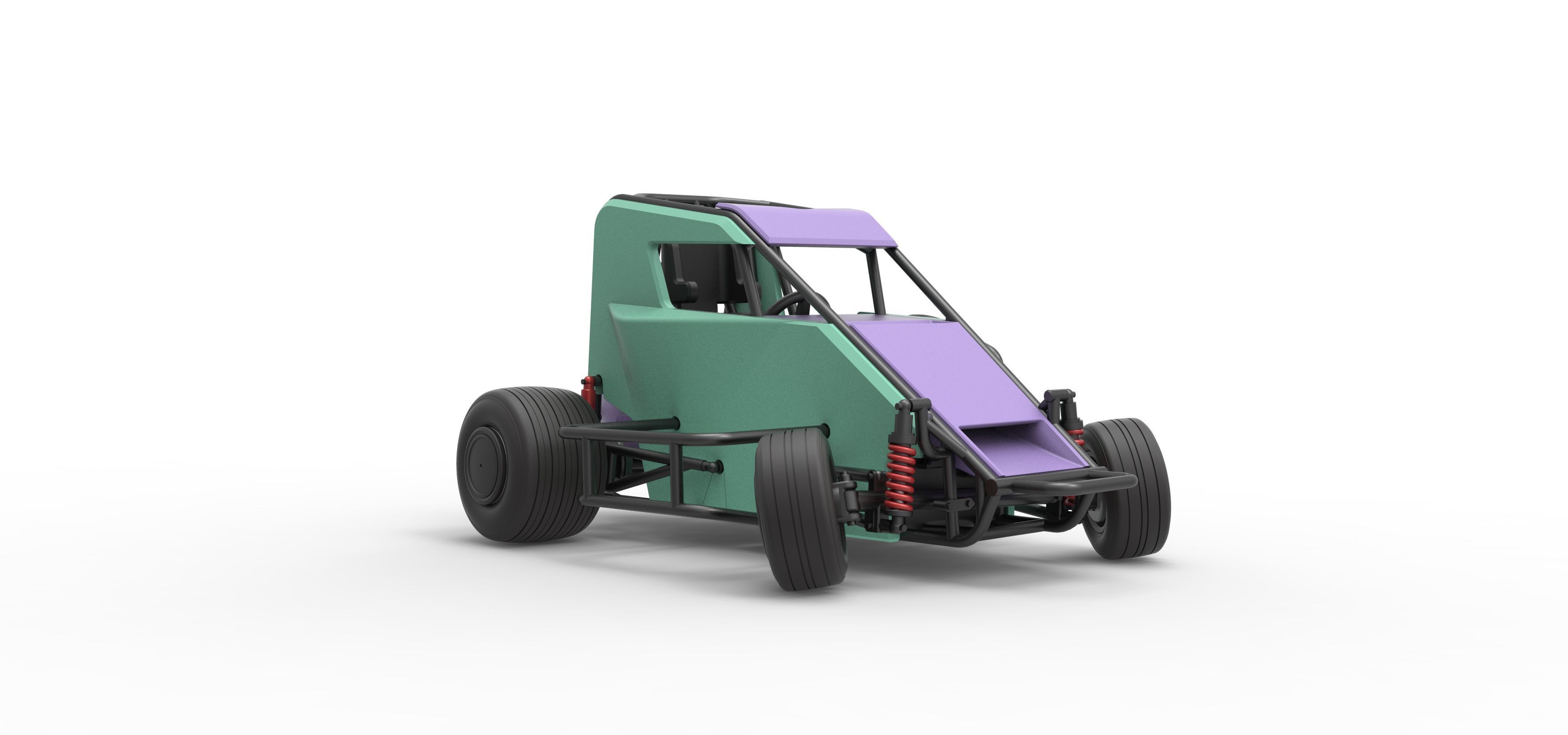 600 Micro sprint car while turning Scale 1 to 25 3D print model_26
