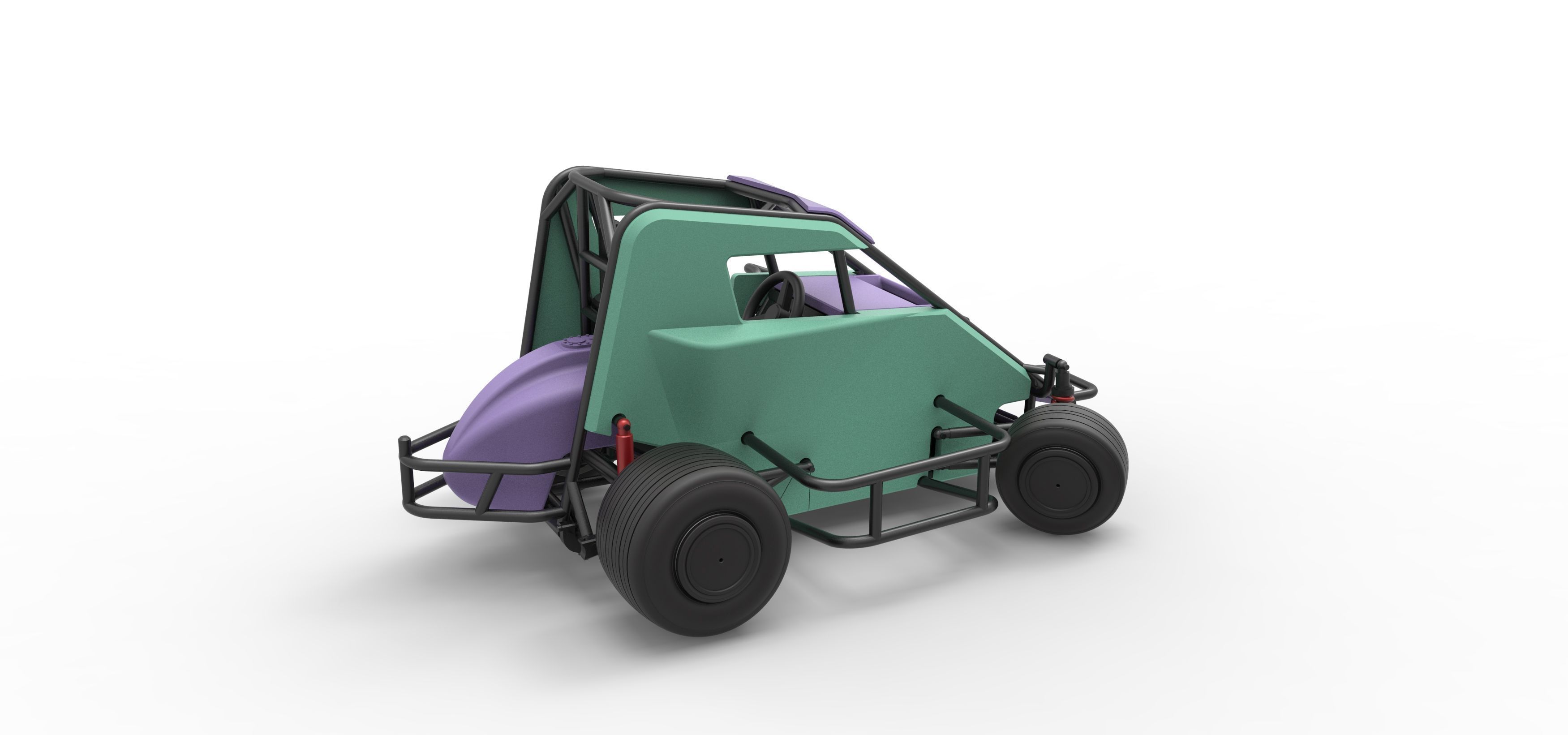 600 Micro sprint car while turning Scale 1 to 25 3D print model_20