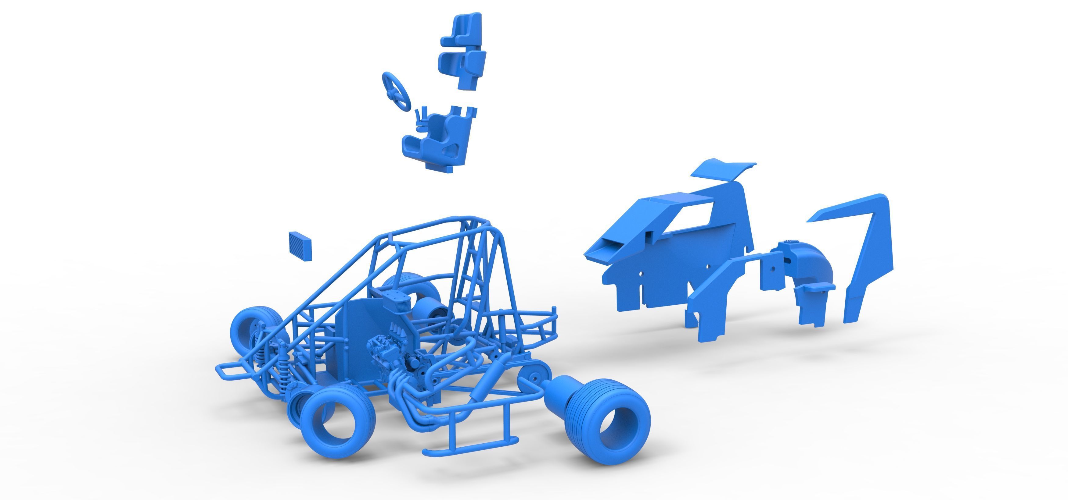 600 Micro sprint car while turning Scale 1 to 25 3D print model_56