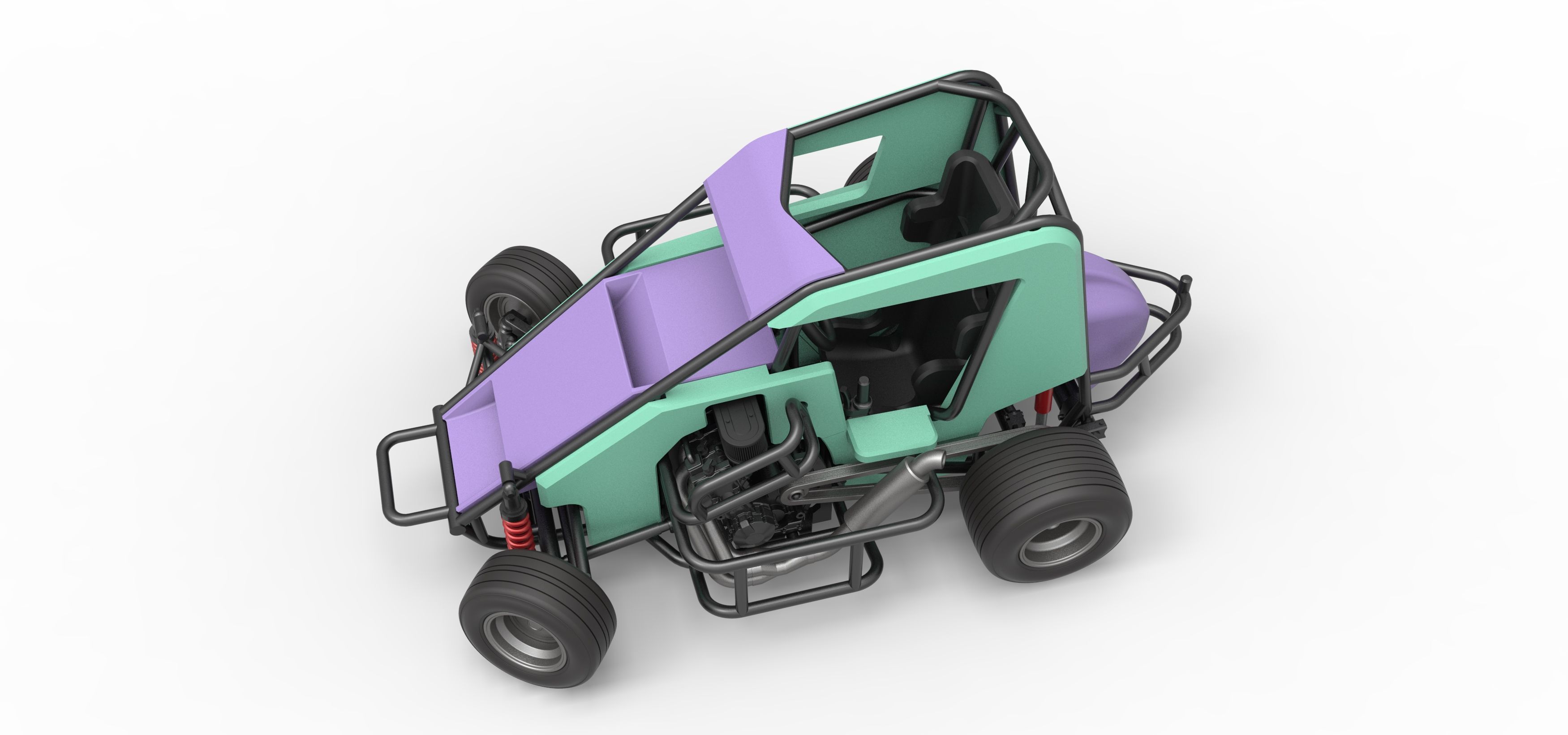 600 Micro sprint car while turning Scale 1 to 25 3D print model_4