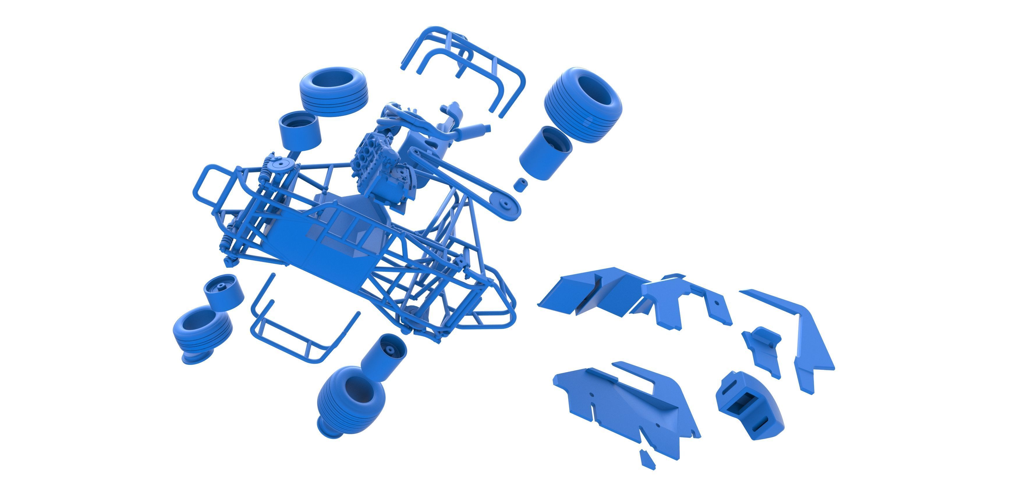 600 Micro sprint car while turning Scale 1 to 25 3D print model_58
