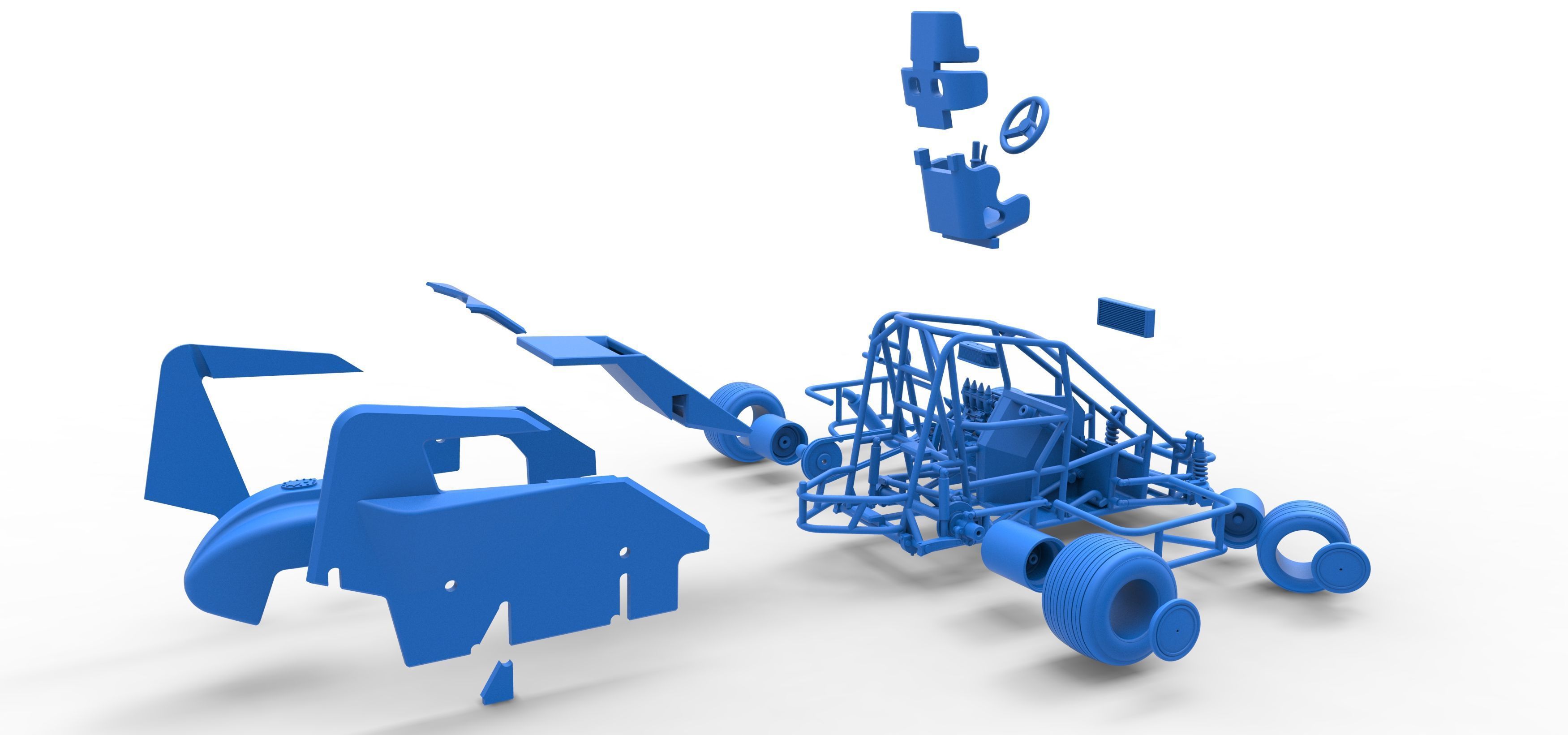 600 Micro sprint car while turning Scale 1 to 25 3D print model_64