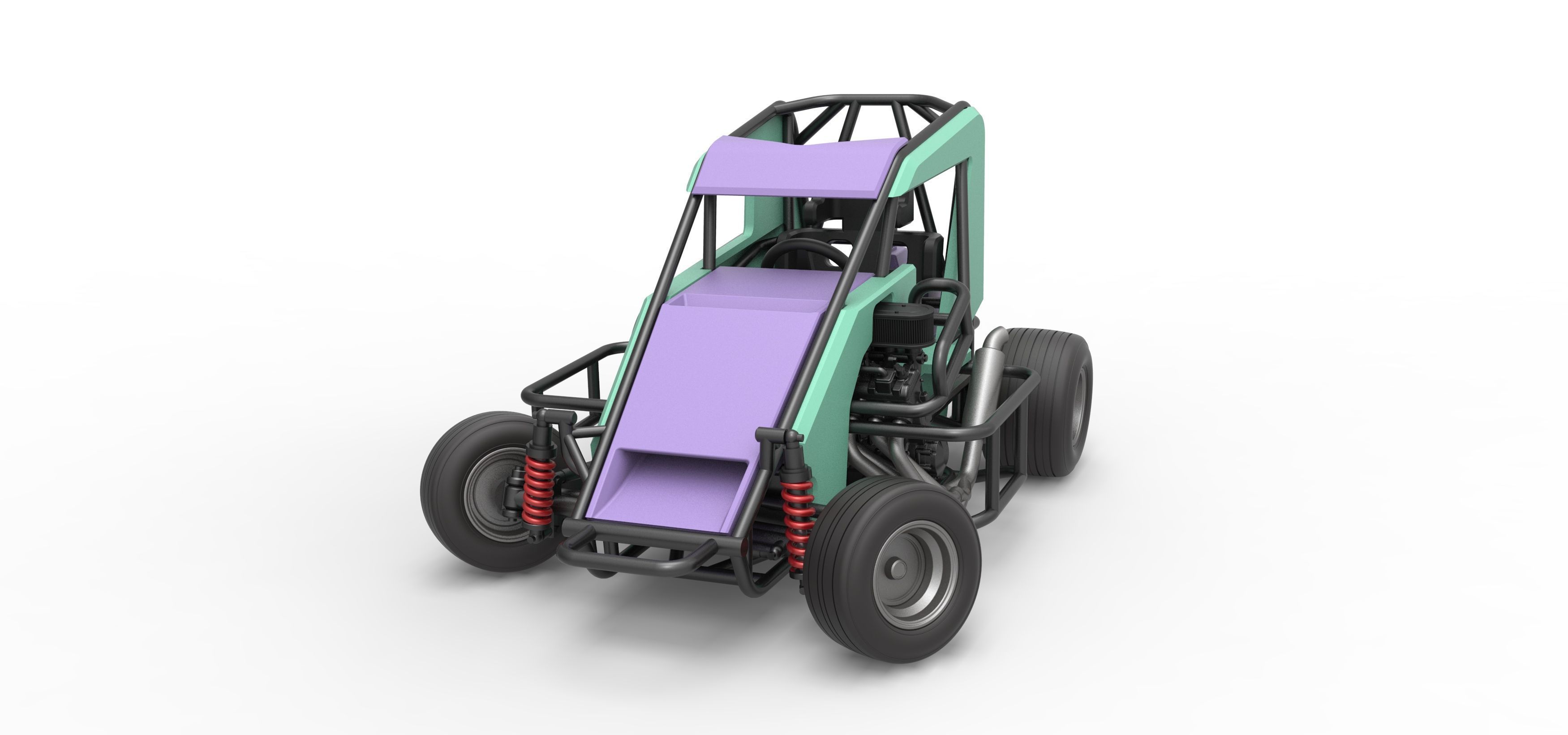 600 Micro sprint car while turning Scale 1 to 25 3D print model_5