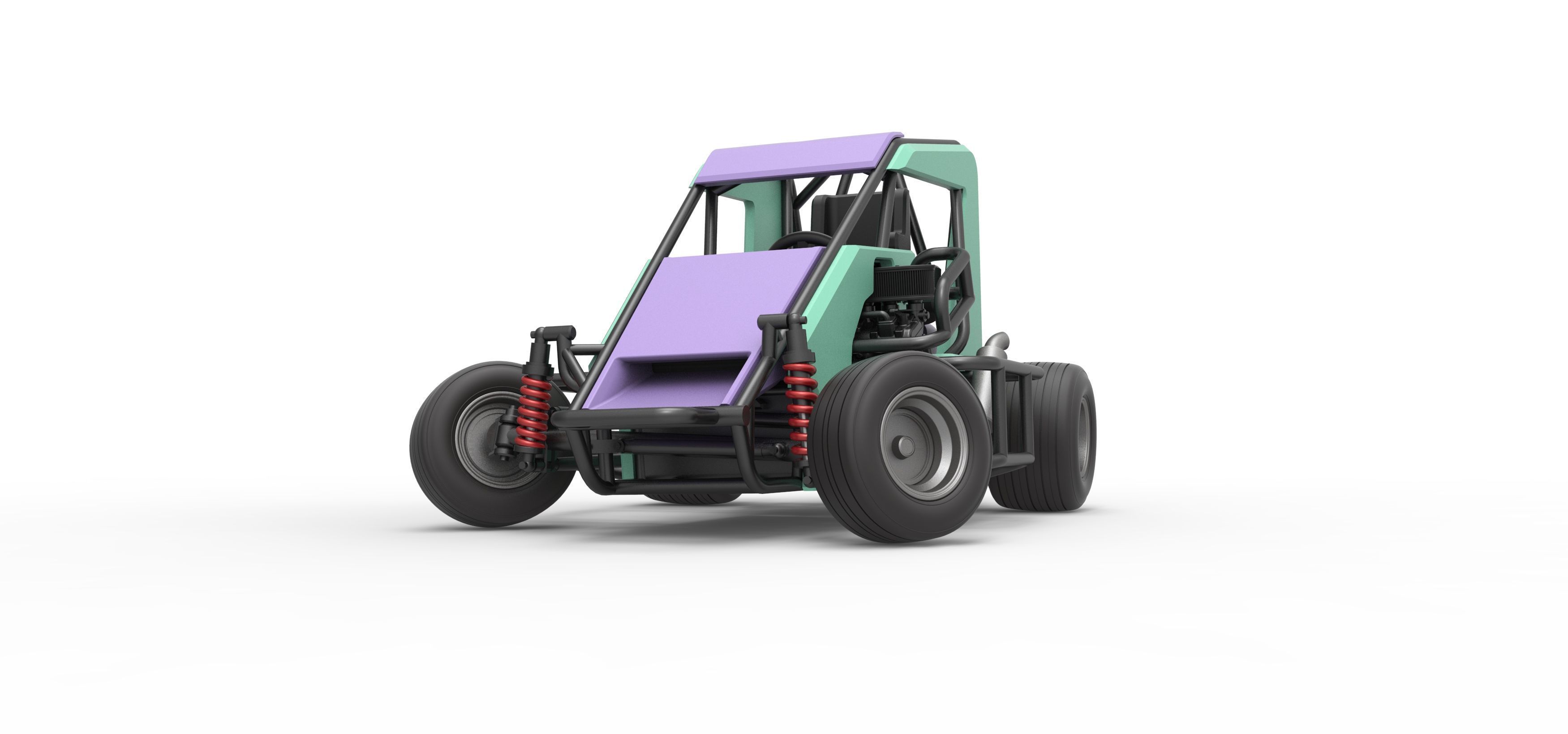 600 Micro sprint car while turning Scale 1 to 25 3D print model_6