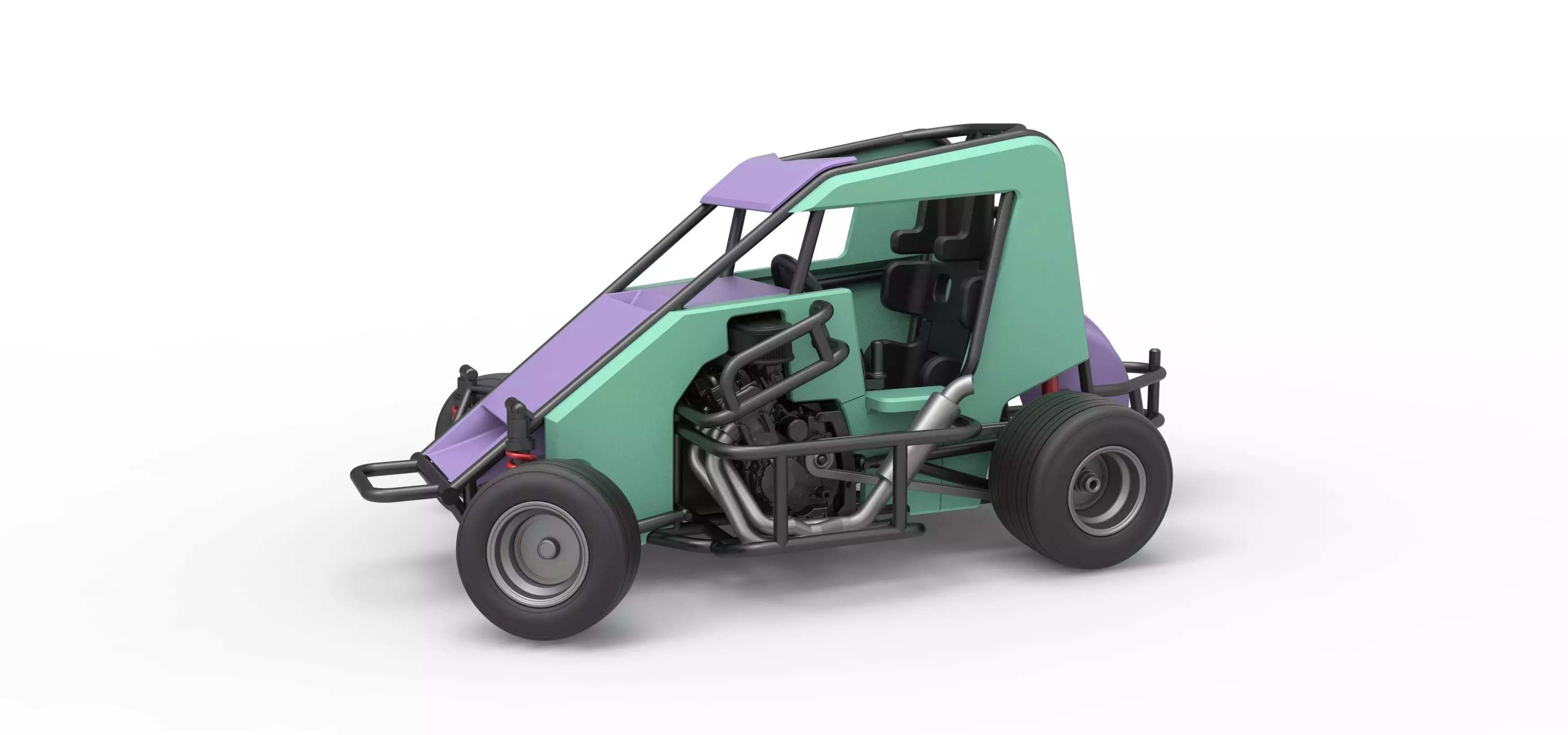 600 Micro sprint car while turning Scale 1 to 25 3D print model_0