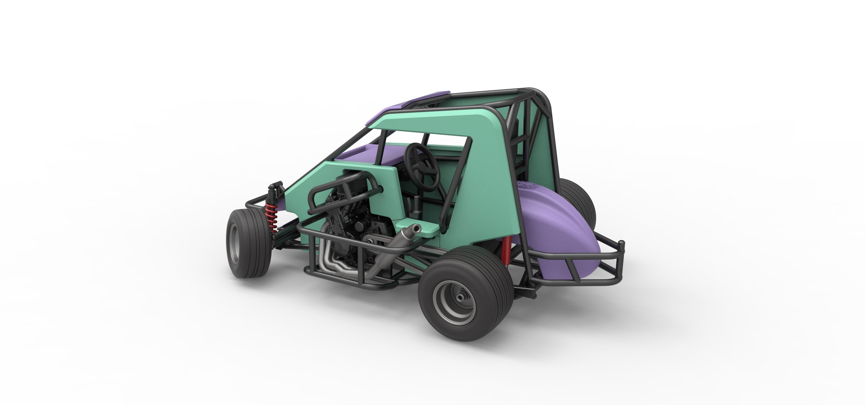 600 Micro sprint car while turning Scale 1 to 25 3D print model_12