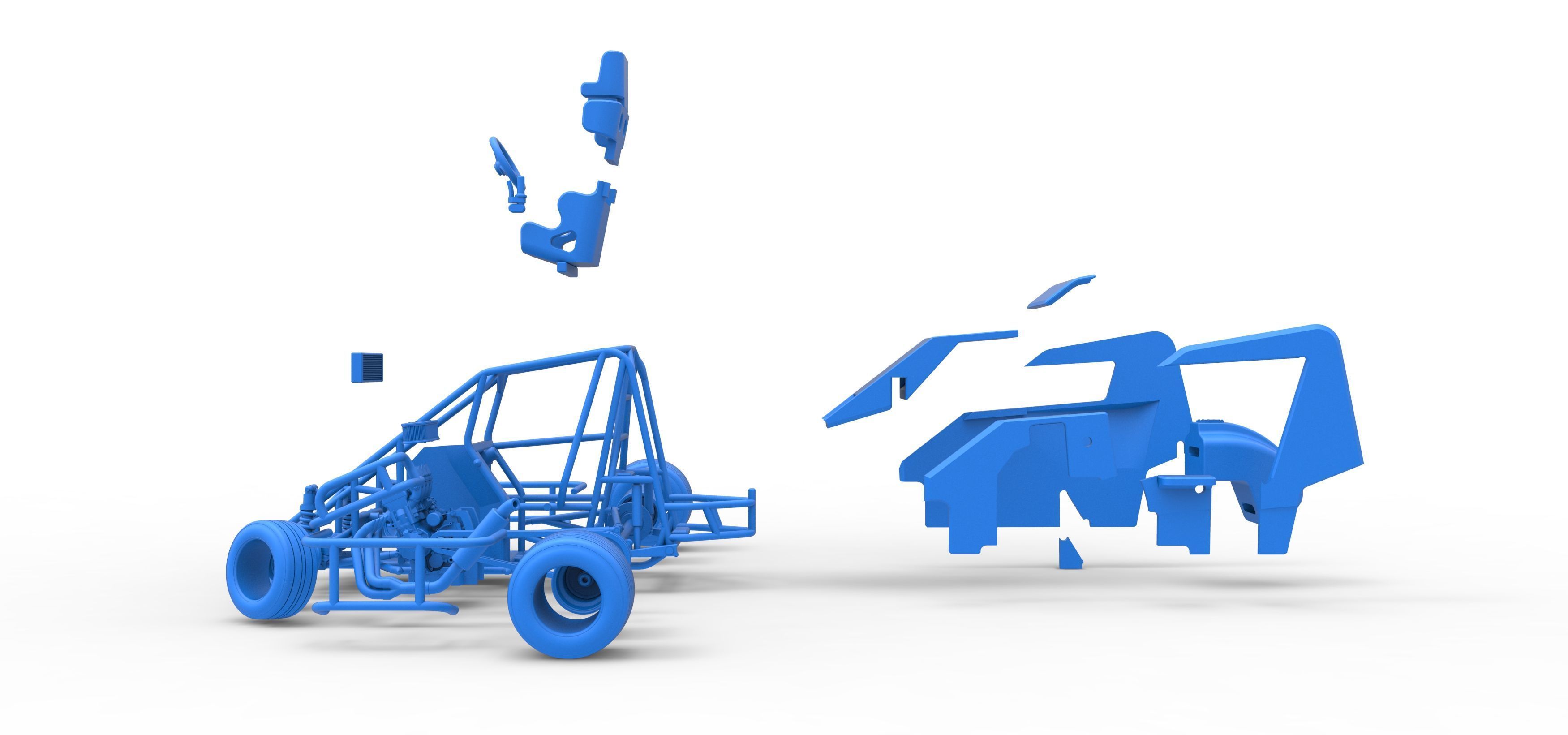 600 Micro sprint car while turning Scale 1 to 25 3D print model_60