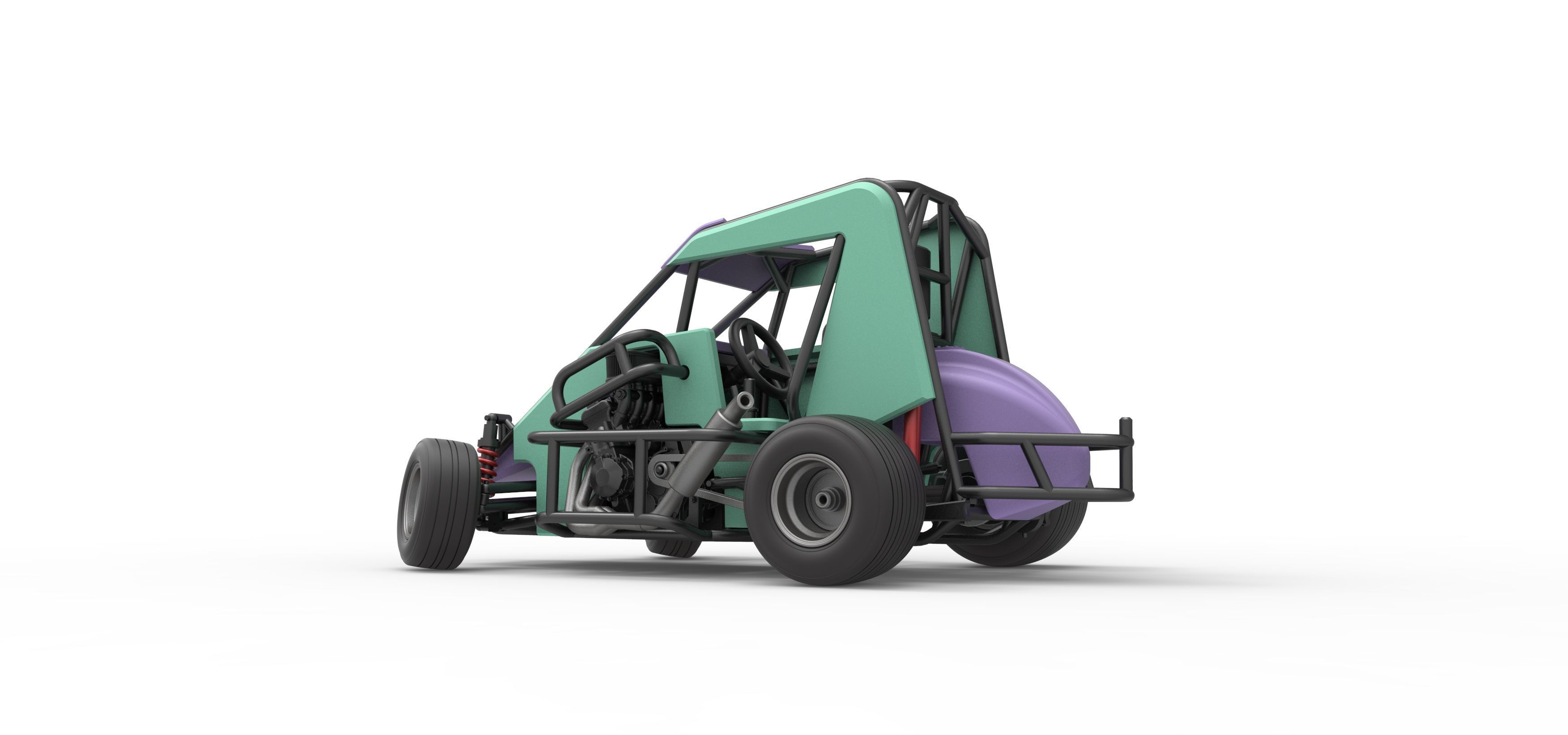 600 Micro sprint car while turning Scale 1 to 25 3D print model_13