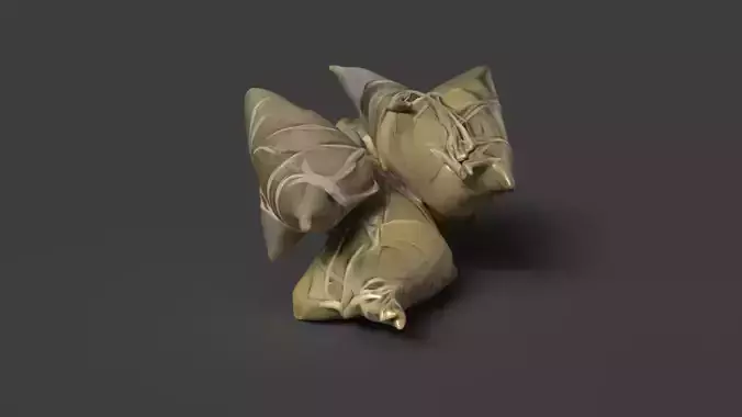 Chinese dim sum sticky rice lotus leaf wraps  Low-poly 3D model