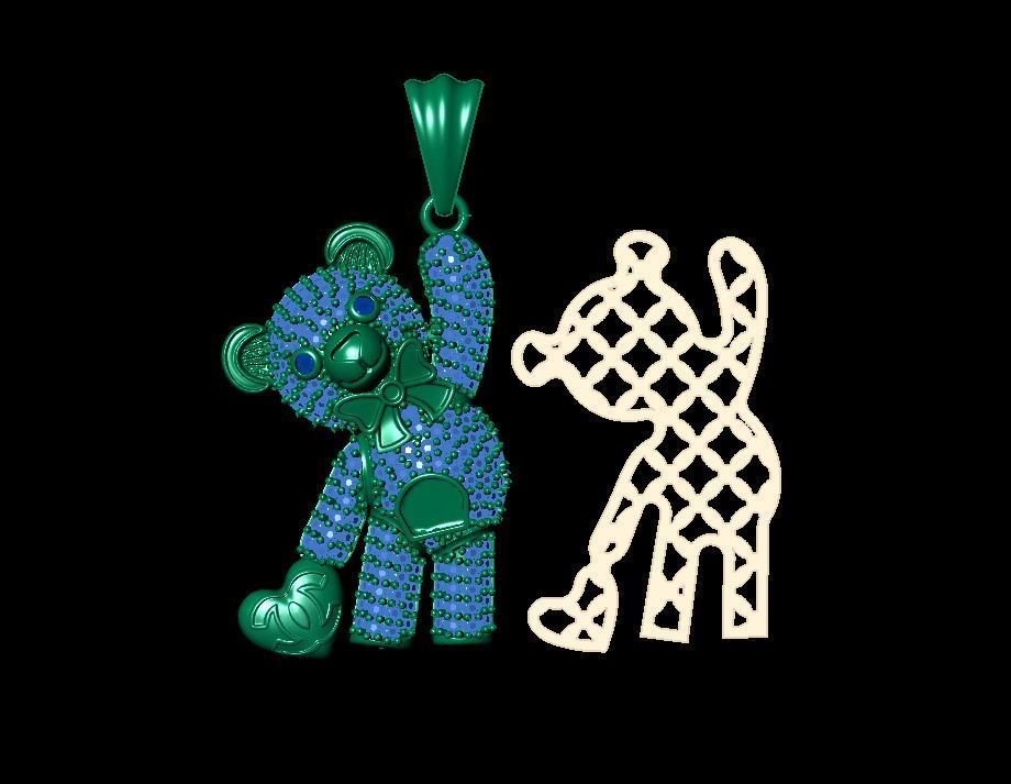 teddy necklace 3D print model_3