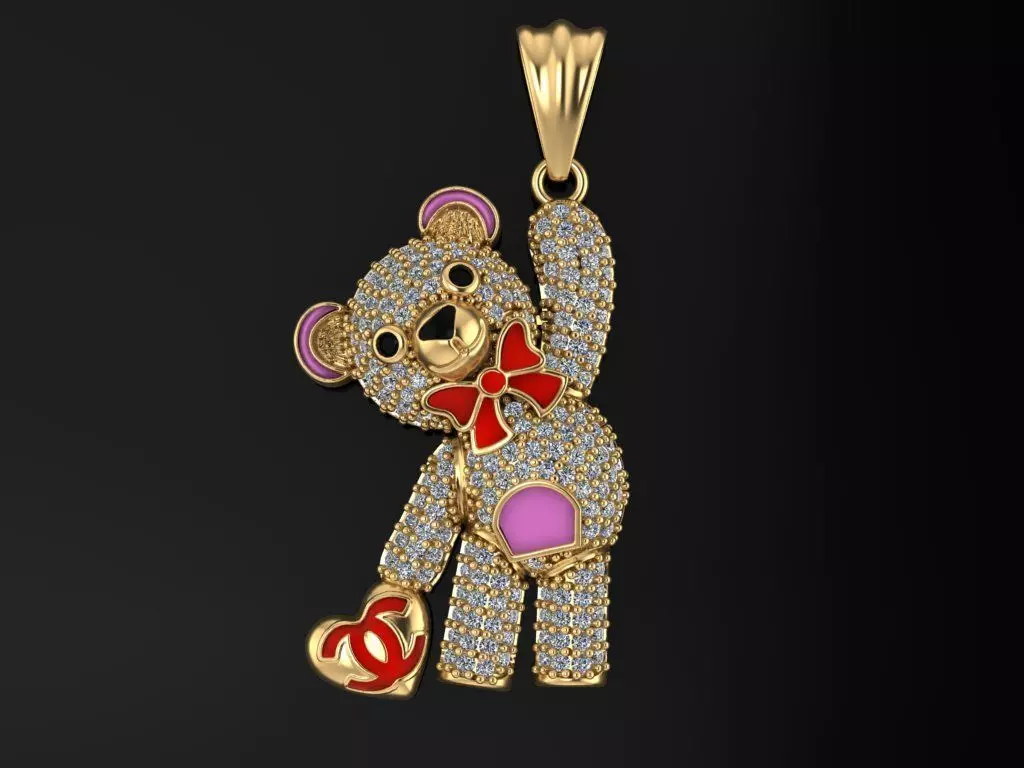 teddy necklace 3D print model_0