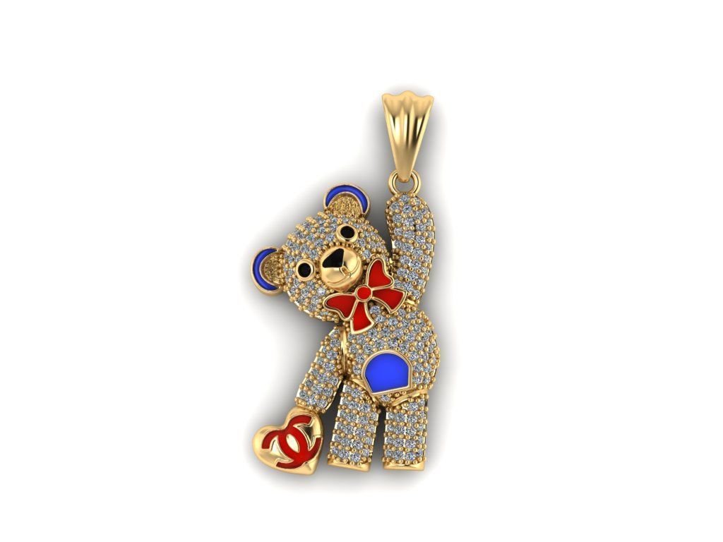 teddy necklace 3D print model_1