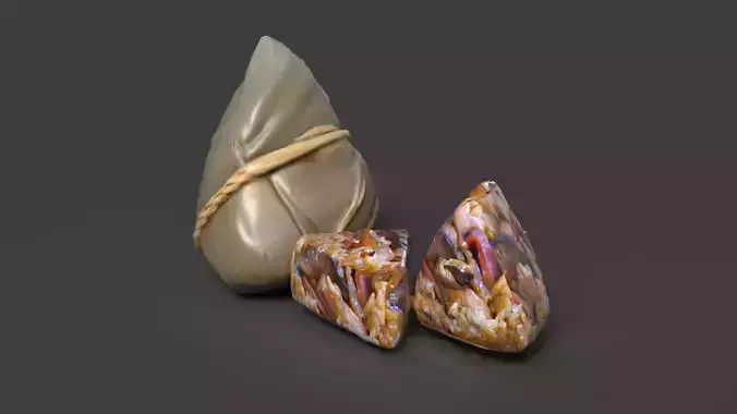 Chinese dim sum sticky rice lotus leaf wraps  Low-poly 3D model