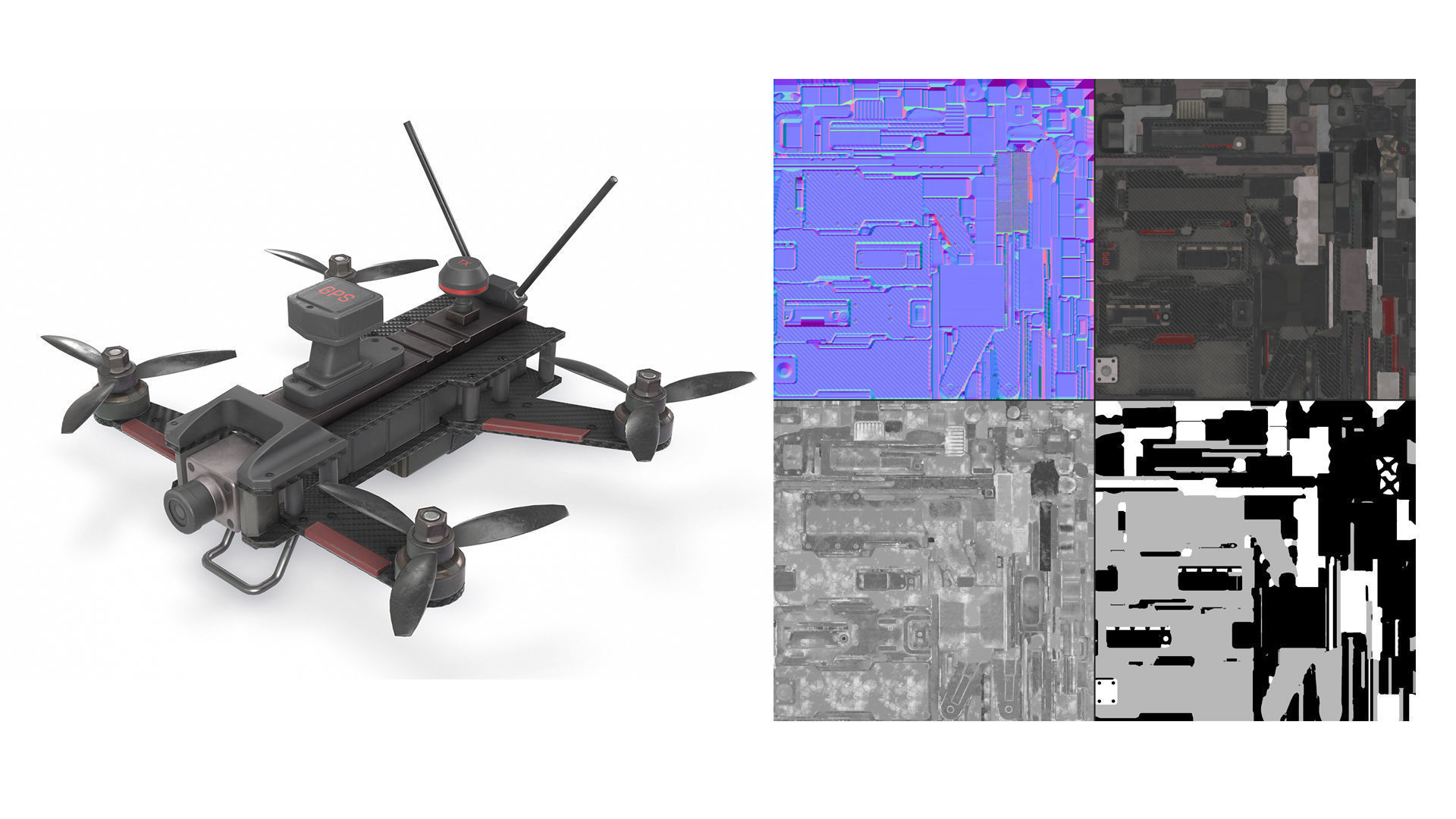 Drone L2 Low-poly 3D model_5