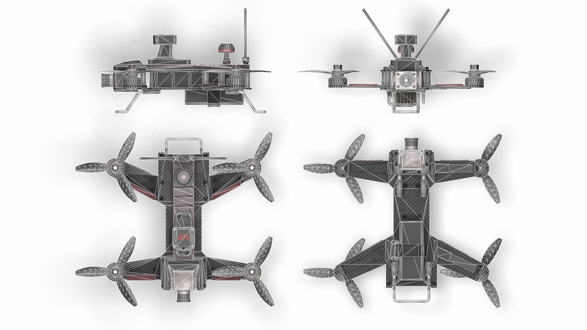 Drone L2 Low-poly 3D model_4