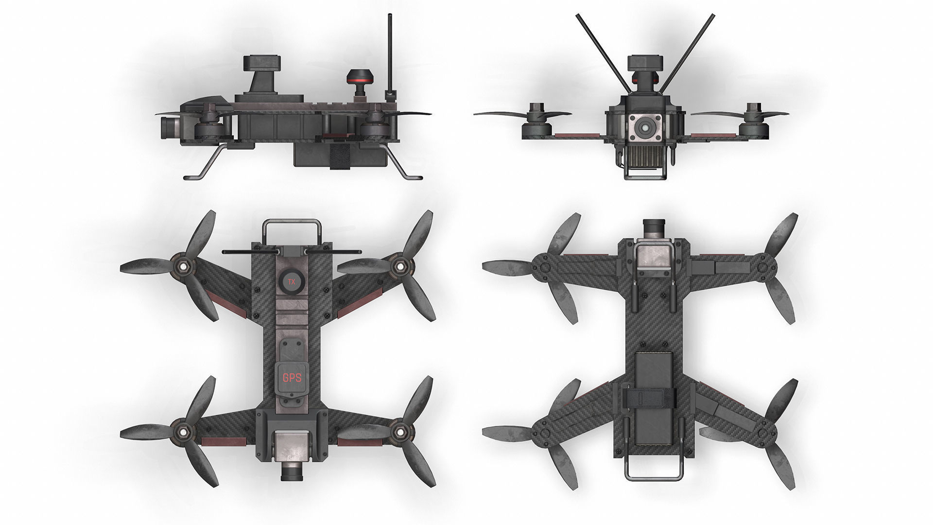 Drone L2 Low-poly 3D model_2