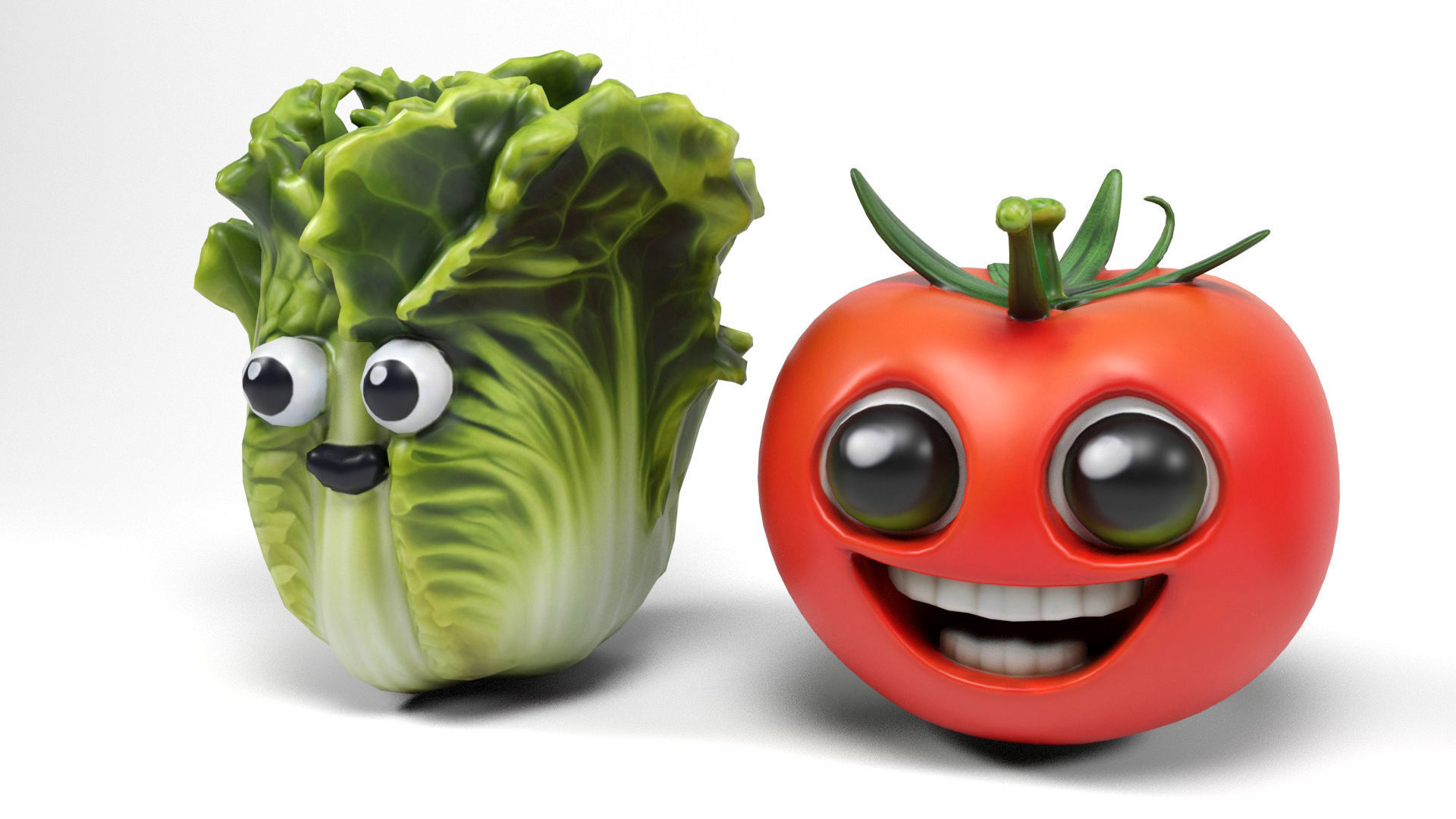 Vegetables characters Low-poly 3D model_7