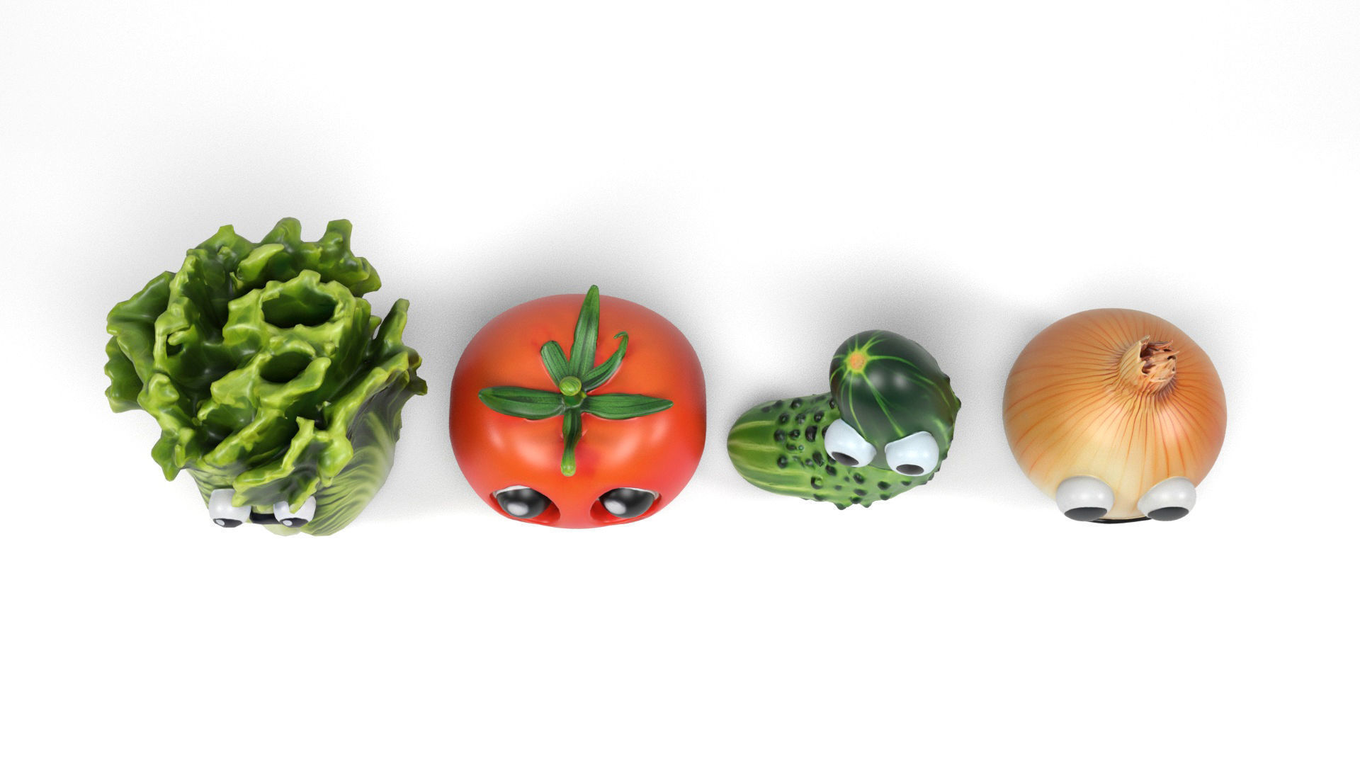 Vegetables characters Low-poly 3D model_6